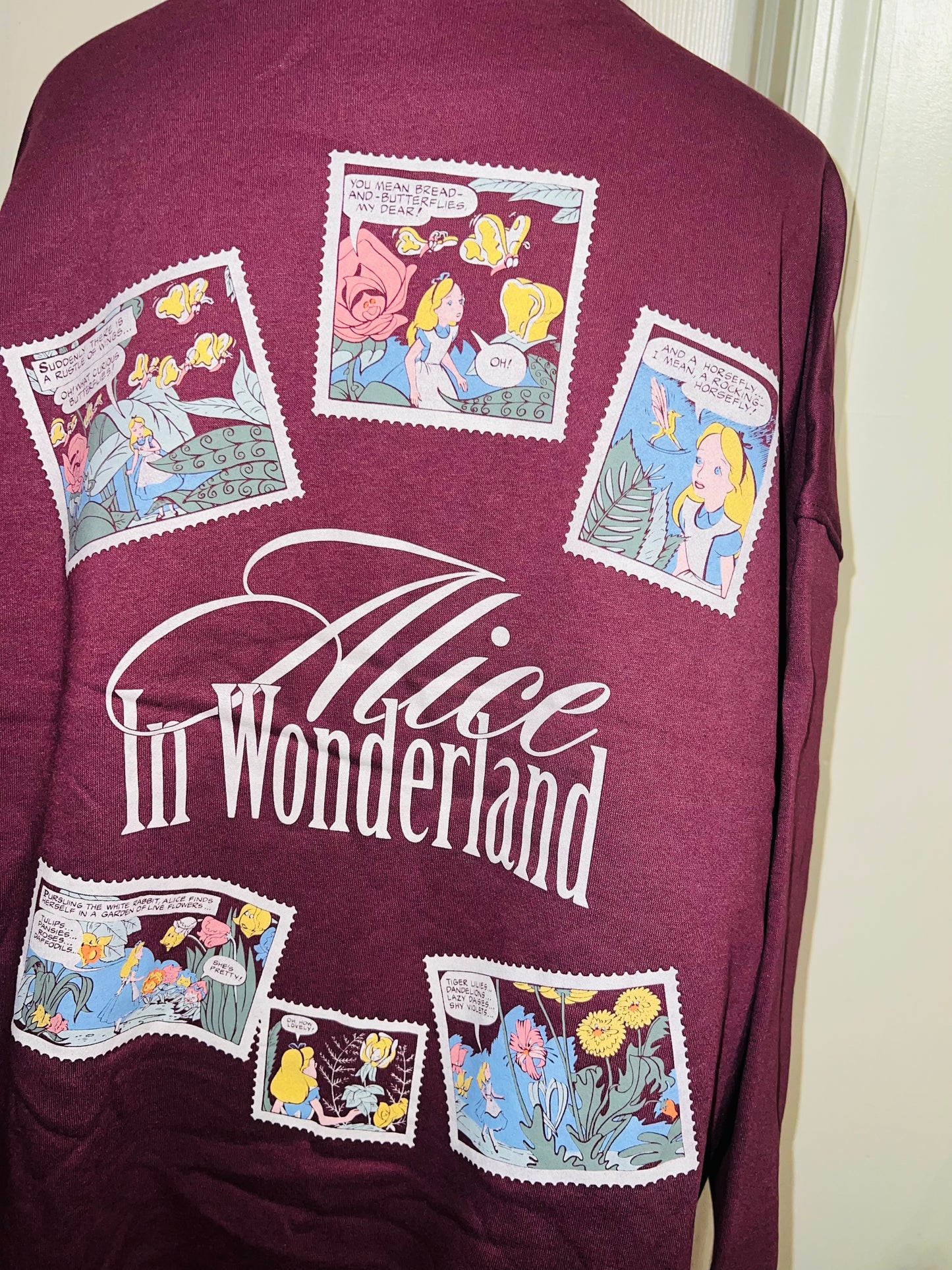 Alice in Wonderland Double Sided Oversized Distressed Sweatshirt