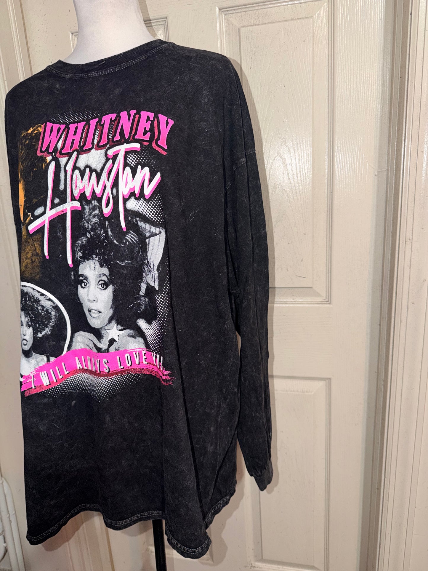 Whitney Houston Oversized Distressed Long Sleeve Tee