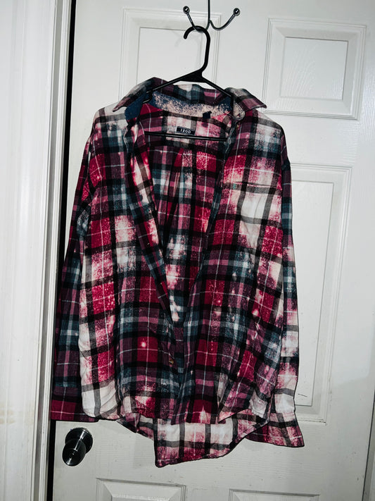 Bleached Oversized Flannel with Band Patches