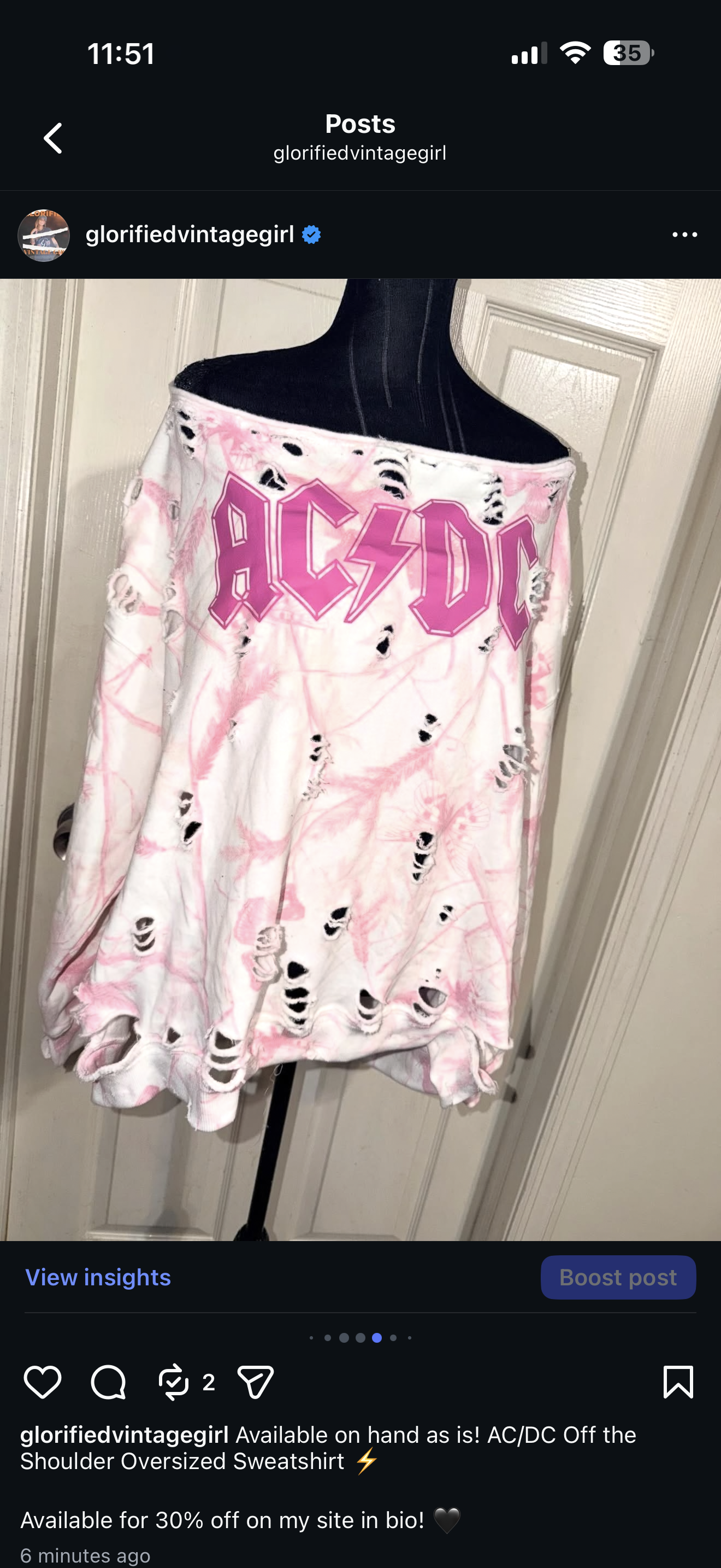 AC/DC OFTS Oversized Distressed Sweatshirt