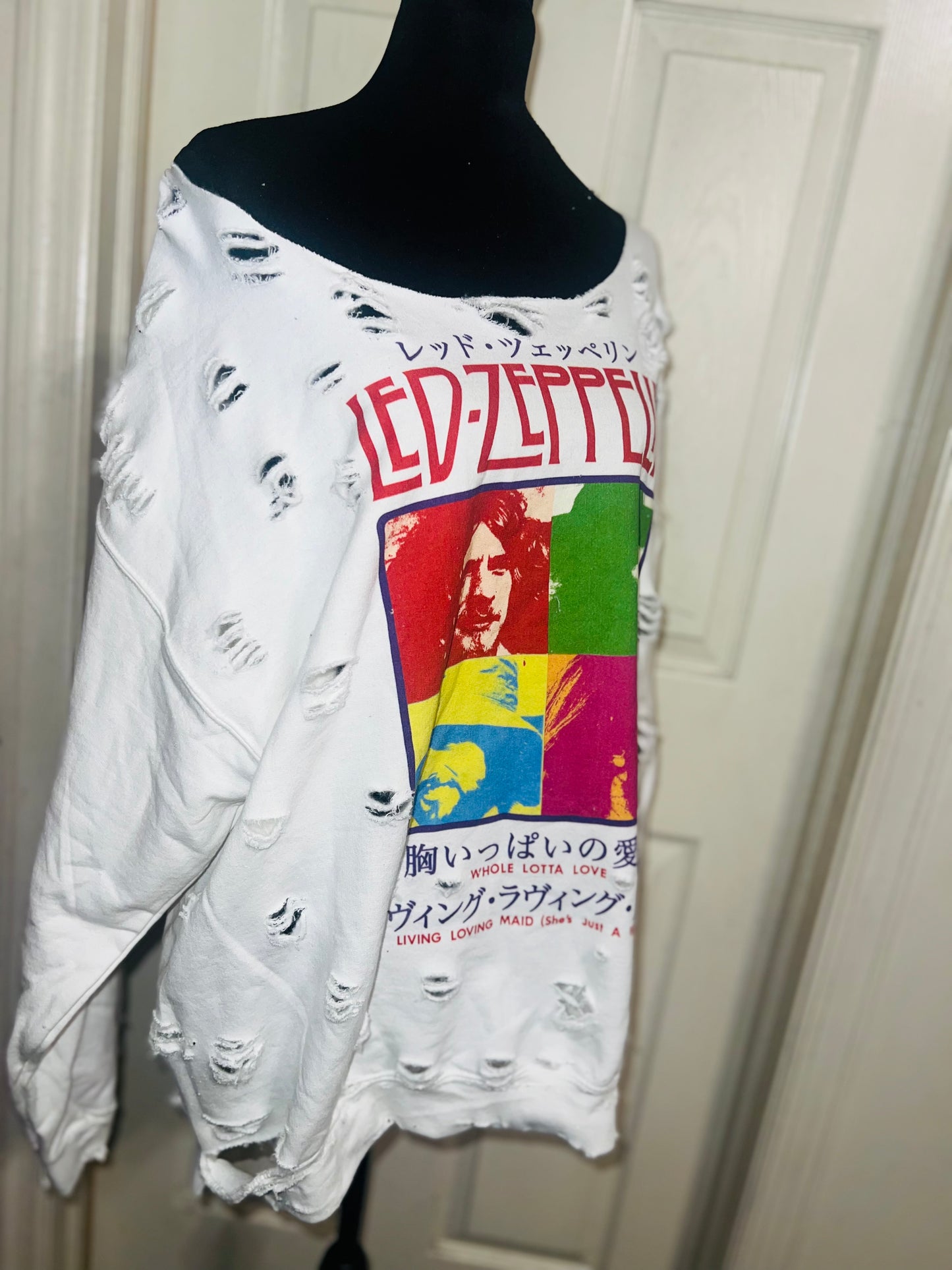 Led Zeppelin Oversized Distressed Sweatshirt