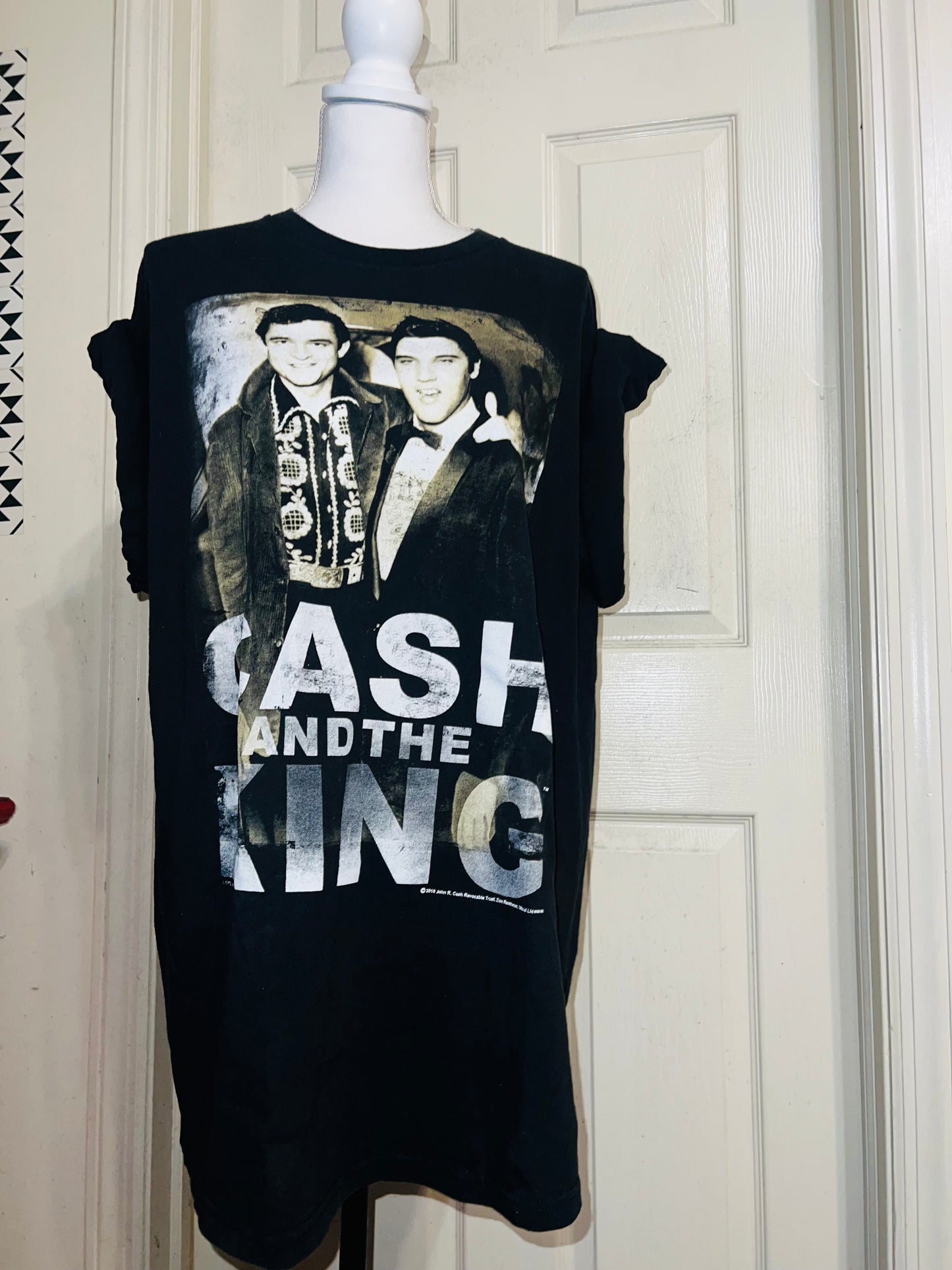 Johnny Cash and Elvis Oversized Distressed Tee