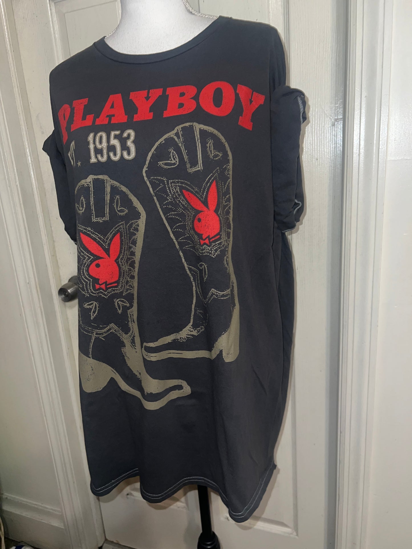 Playboy Cowboy Oversized Distressed Tee