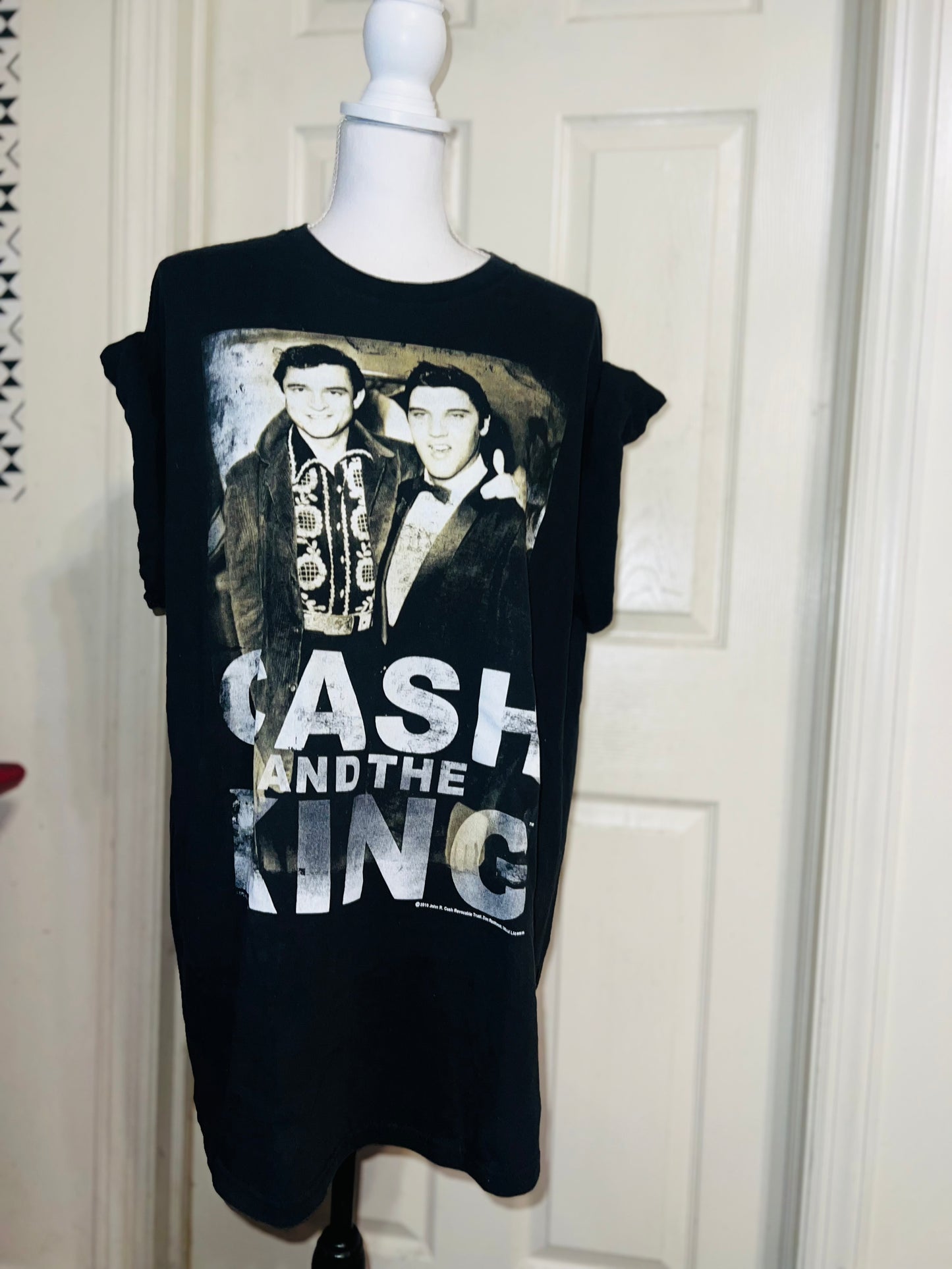 Johnny Cash and Elvis Oversized Distressed Tee