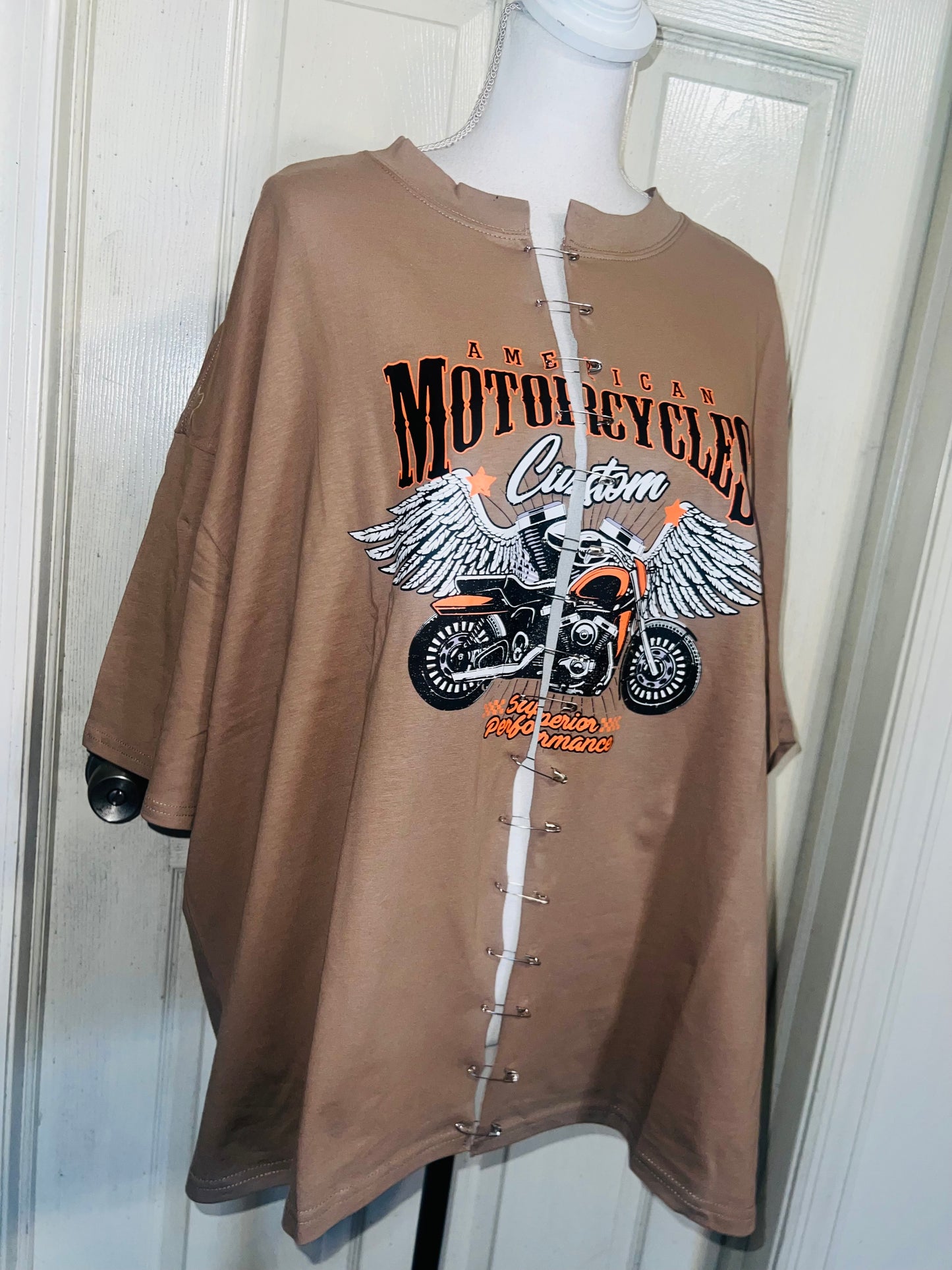 Motorcycle Split Distressed Oversized Tee
