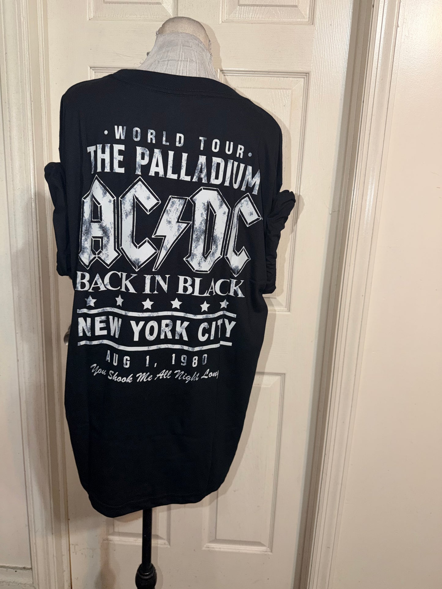 AC/DC Double Sided Oversized Distressed Tee