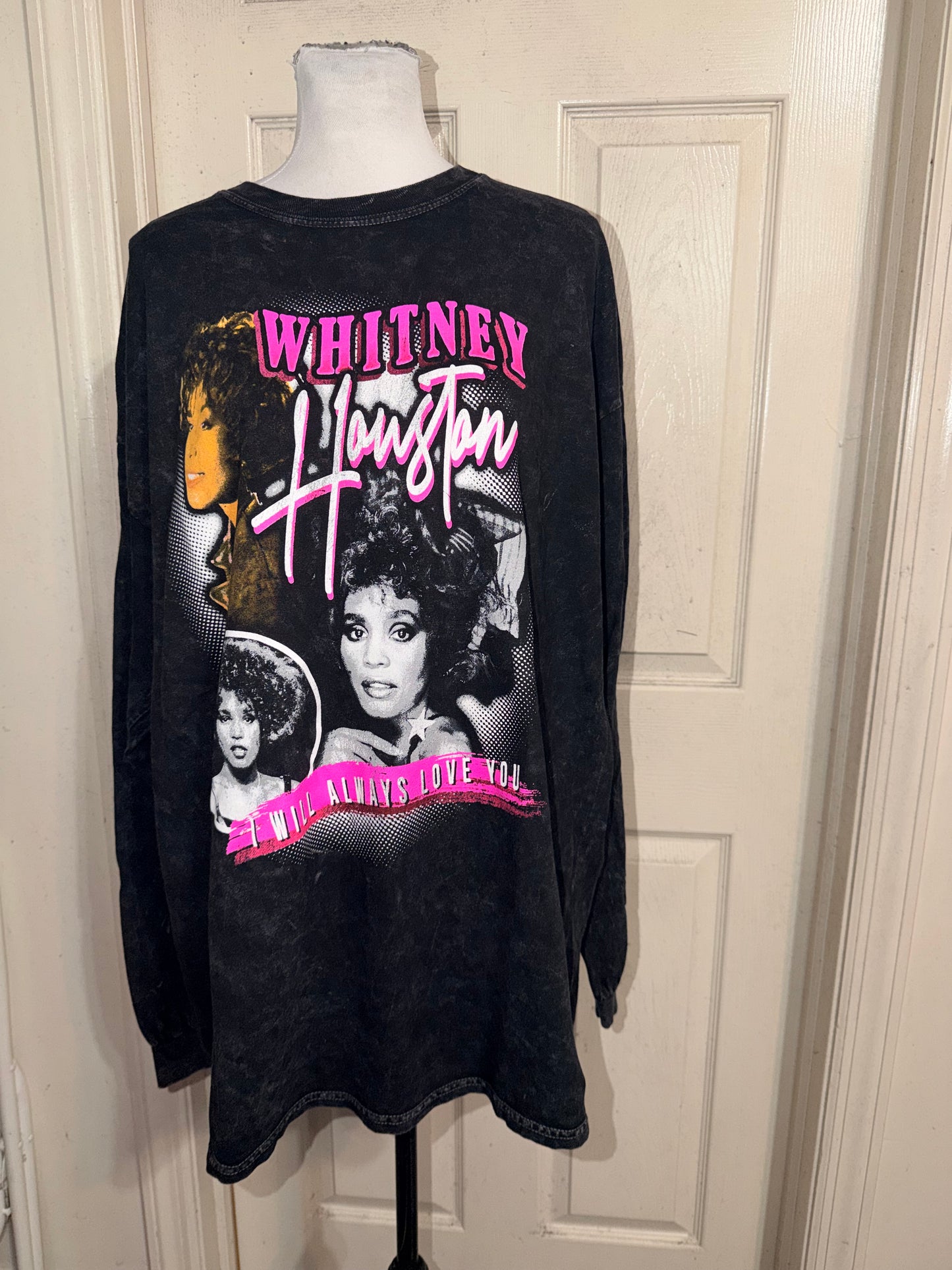Whitney Houston Oversized Distressed Long Sleeve Tee