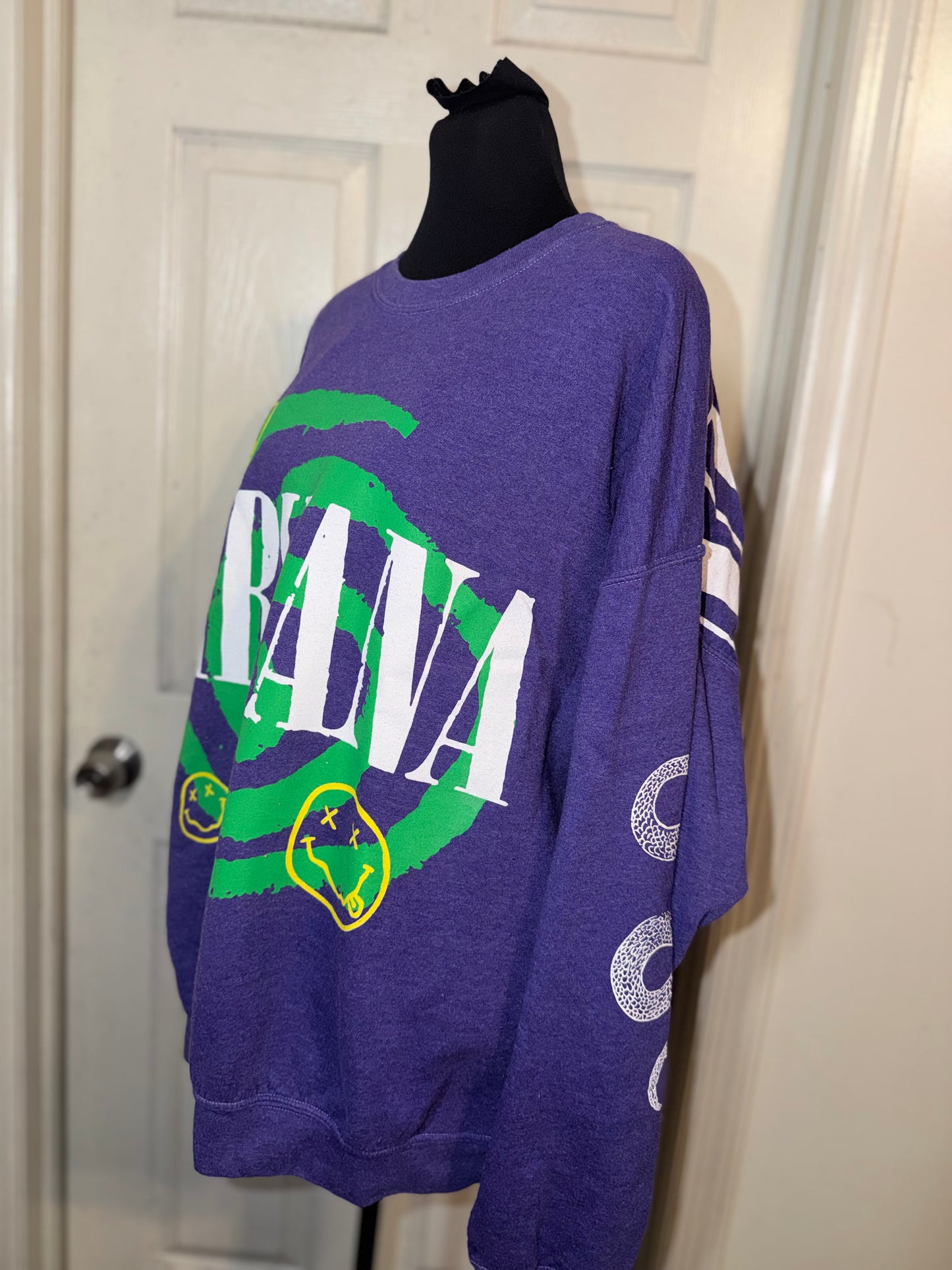 Nirvana Double Sided Oversized Distressed Sweatshirt