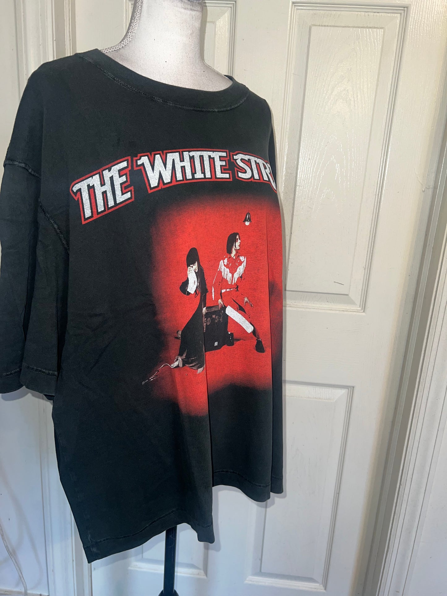 The White Stripes Double Sided Oversized Distressed Tee