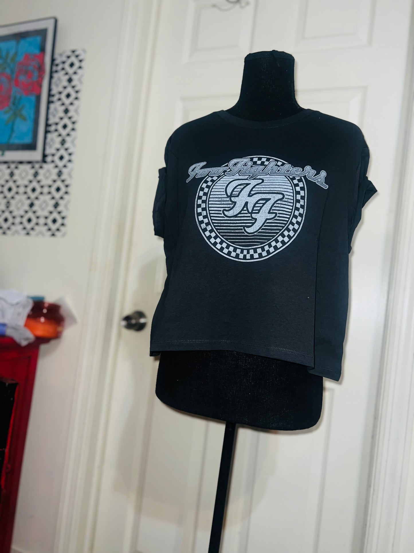 Foo Fighters Oversized Distressed Baby Tee