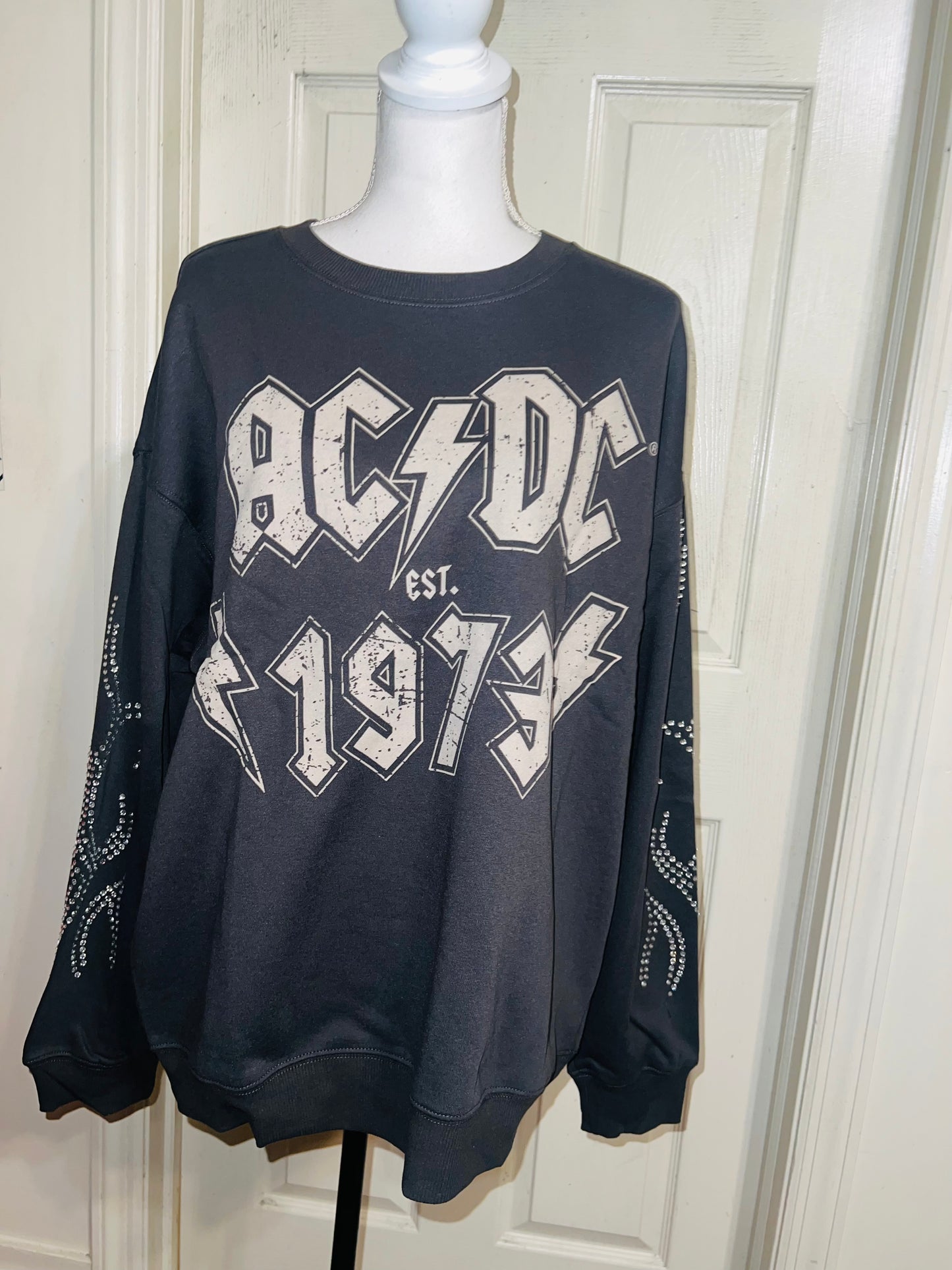 AC/DC Oversized Distressed Sweatshirt