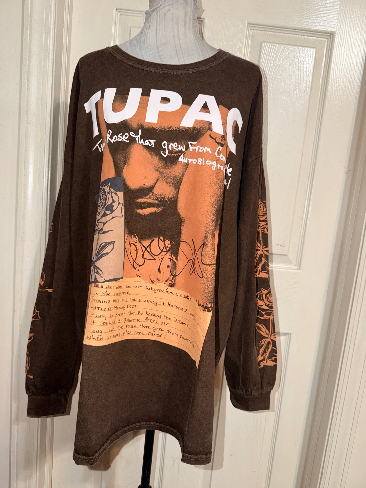 Tupac Oversized Distressed Long Sleeve Tee