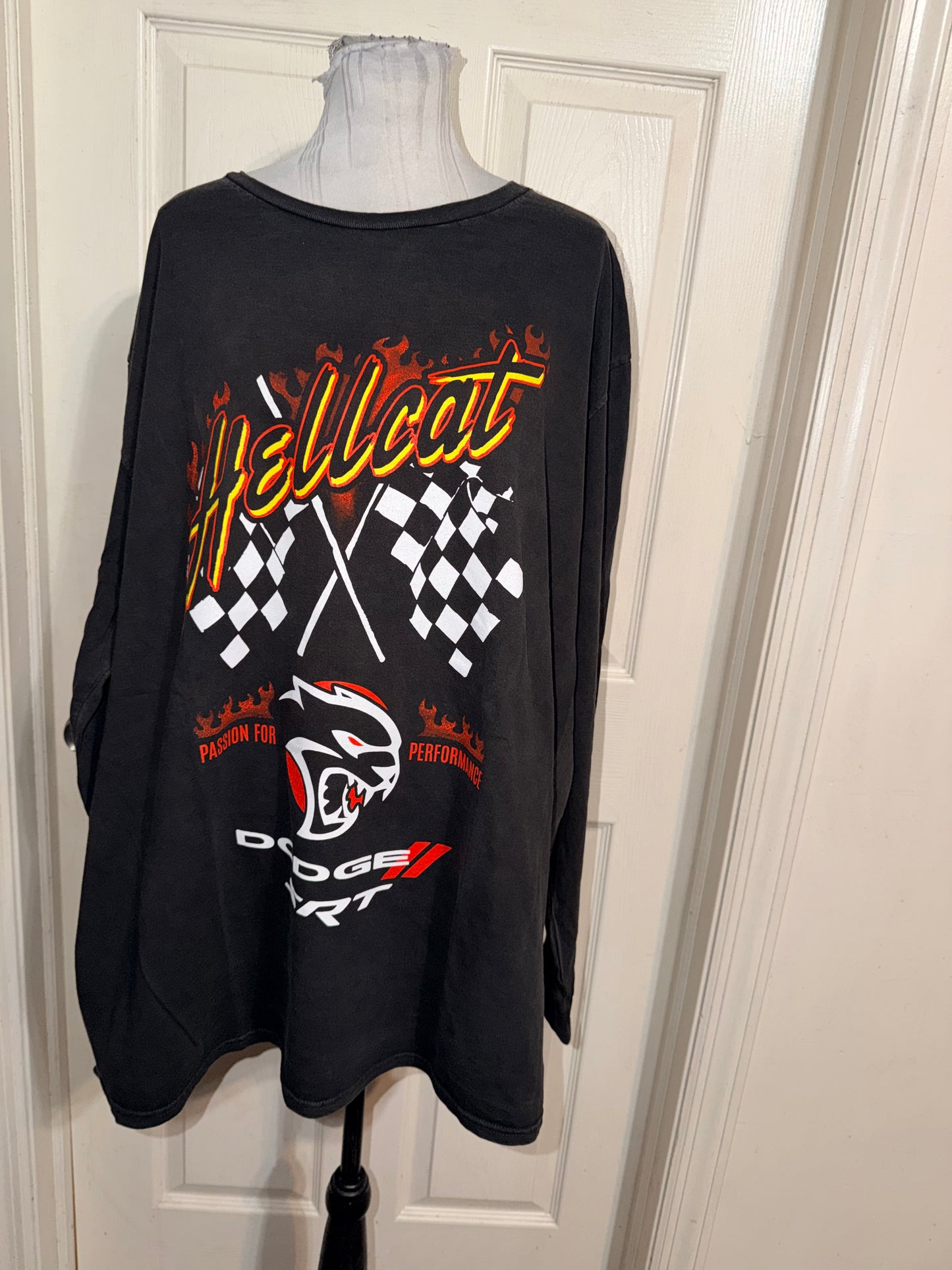 Dodge Hellcat Oversized Distressed Long Sleeve Tee