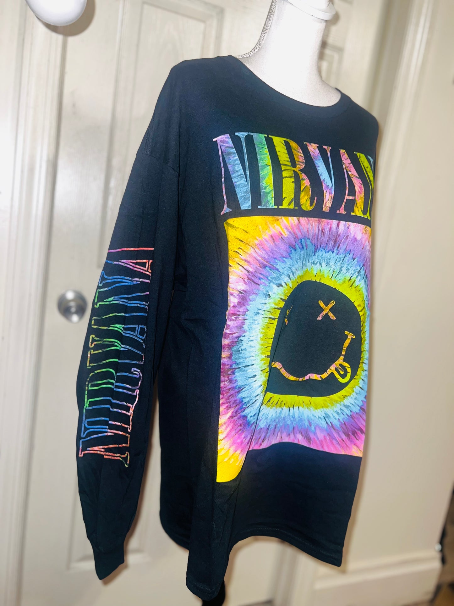 Nirvana Oversized Distressed Long Sleeve Tee