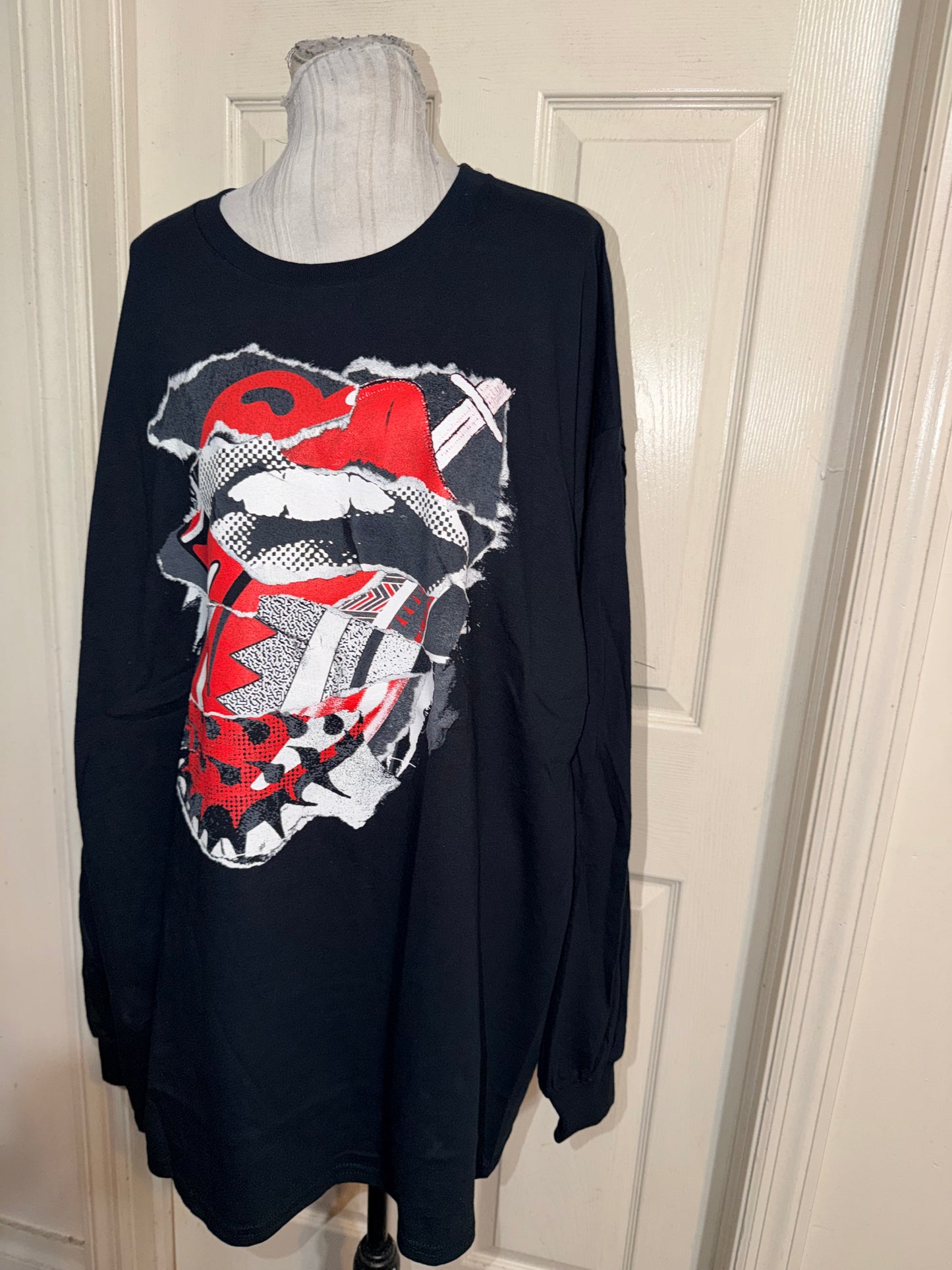 The Rolling Stones Oversized Distressed Long Sleeve Tee