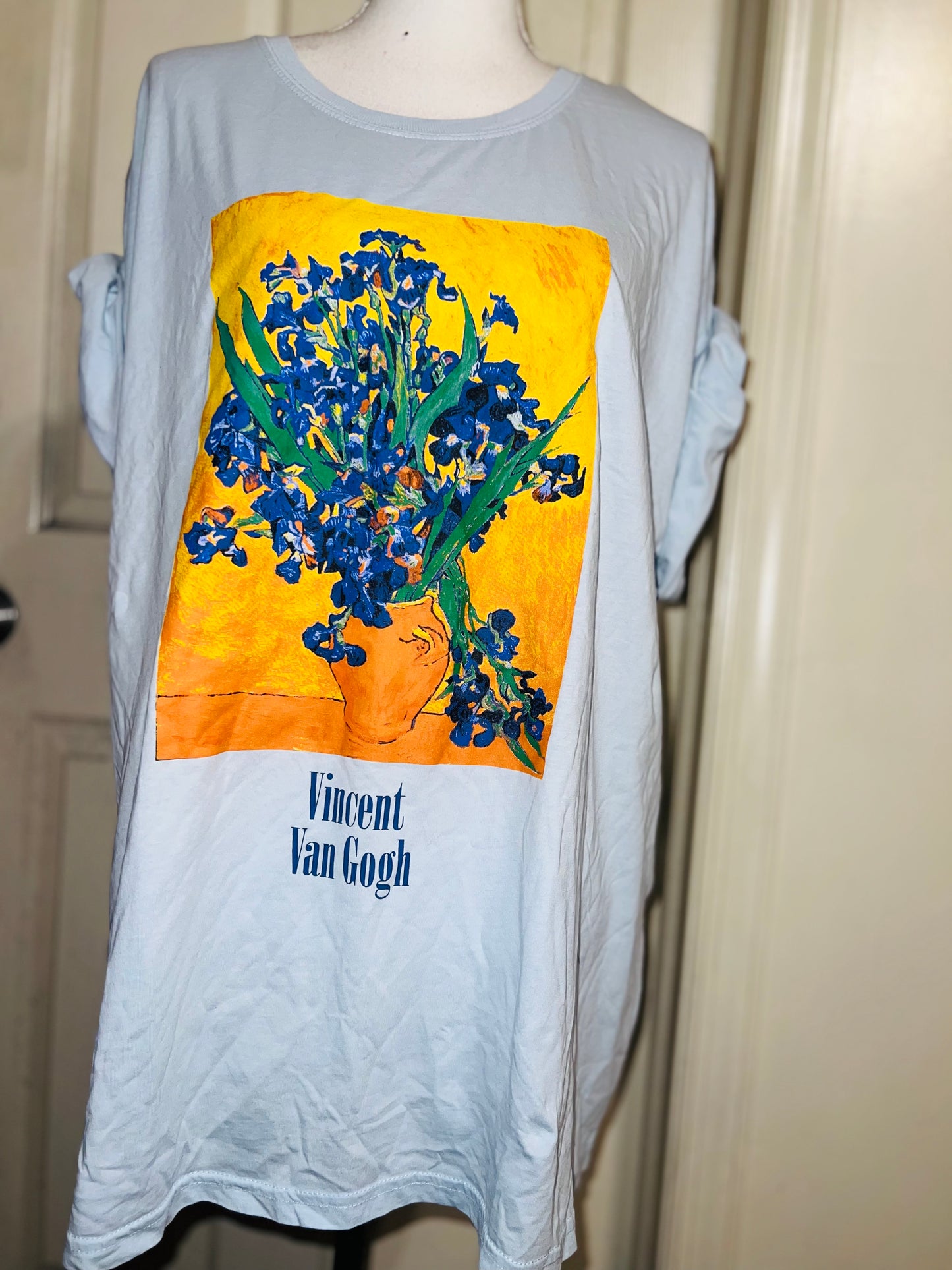 Vincent Van Gogh Irises Oversized Distressed Tee