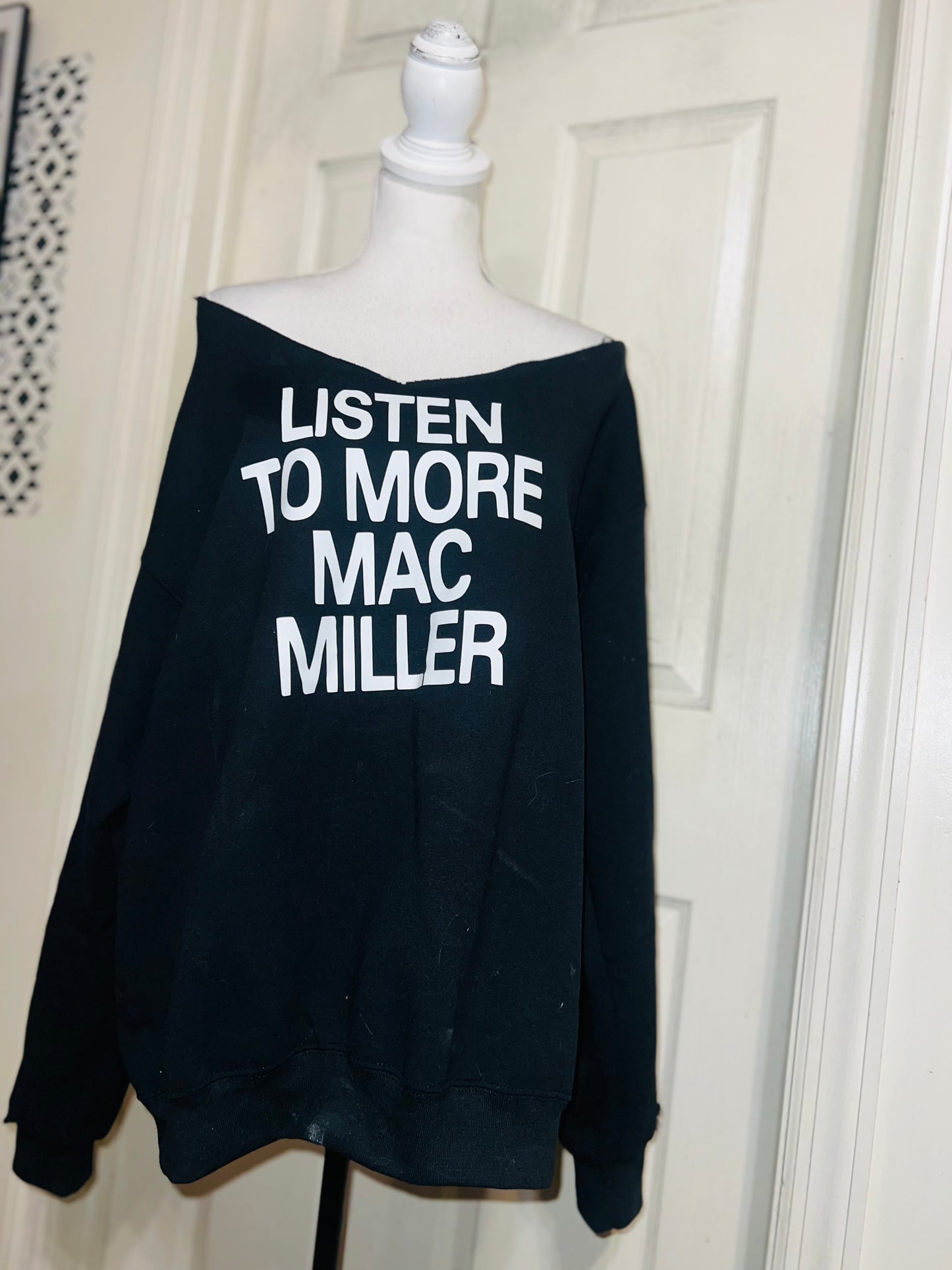 Mac Miller Oversized Distressed Sweatshirt