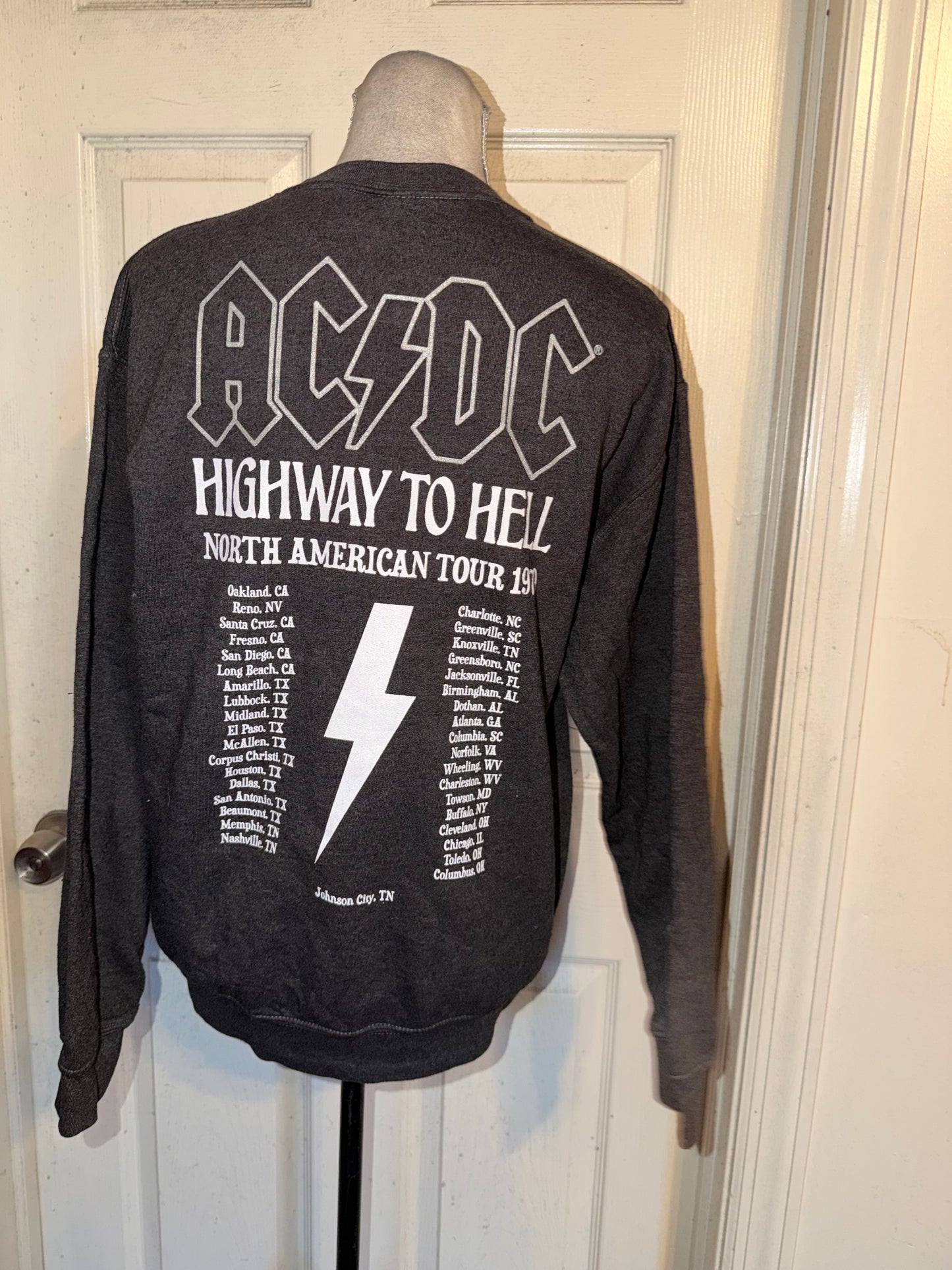 AC/DC Double Sided Oversized Distressed Sweatshirt