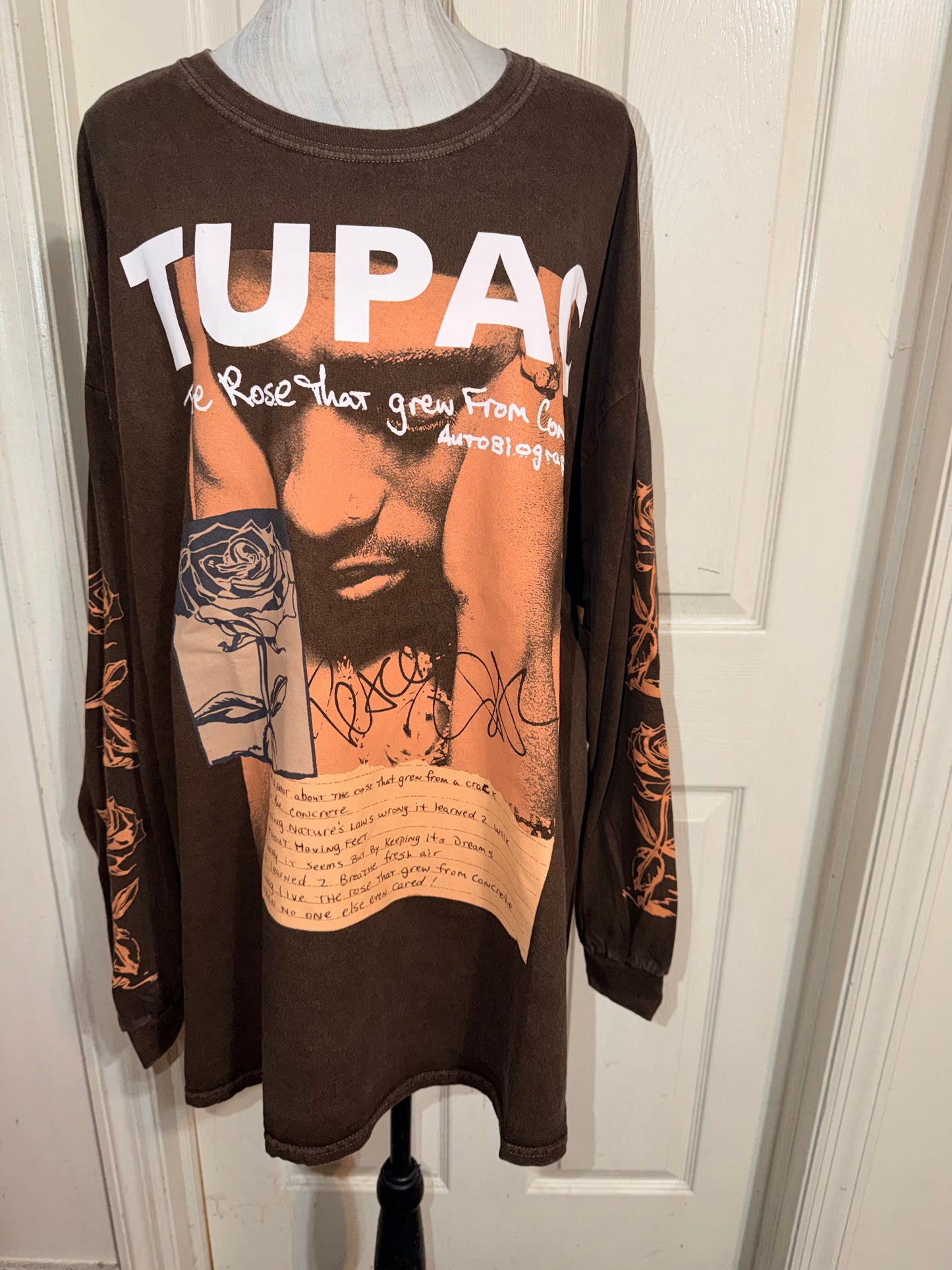 Tupac Oversized Distressed Long Sleeve Tee