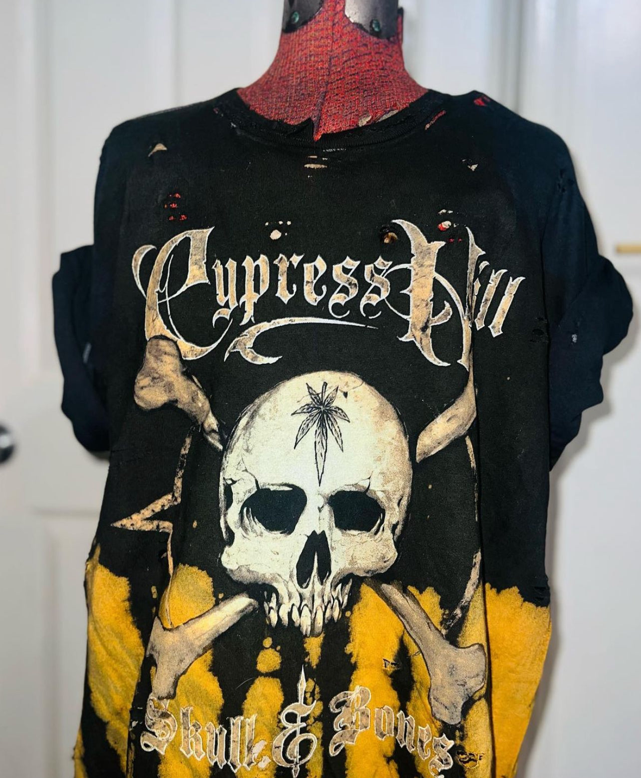 Cypress Hill “Skull & Bones” Oversized Tie Dye Distressed Tee