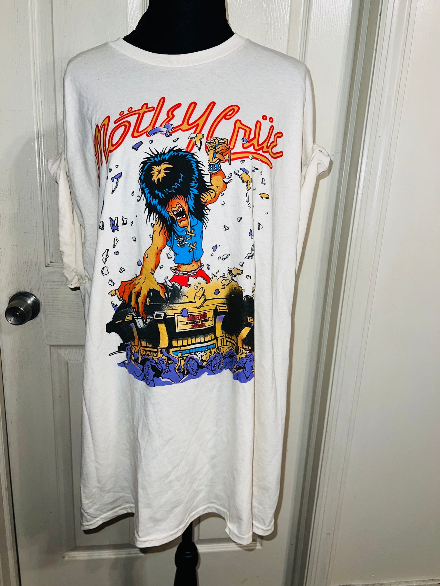 Motley Crue Tour Double Sided  Oversized Distressed Tee