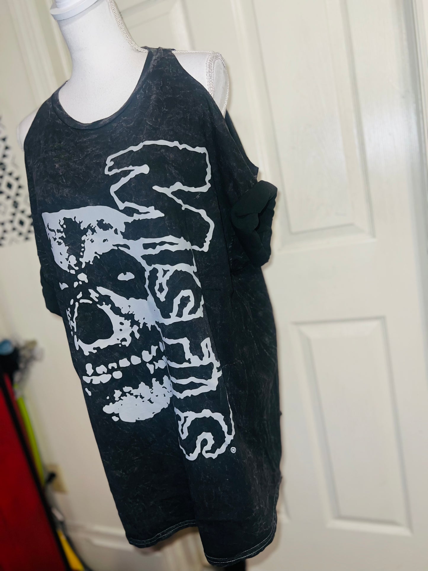 Misfits Shoulder Cut Out Oversized Distressed Tee