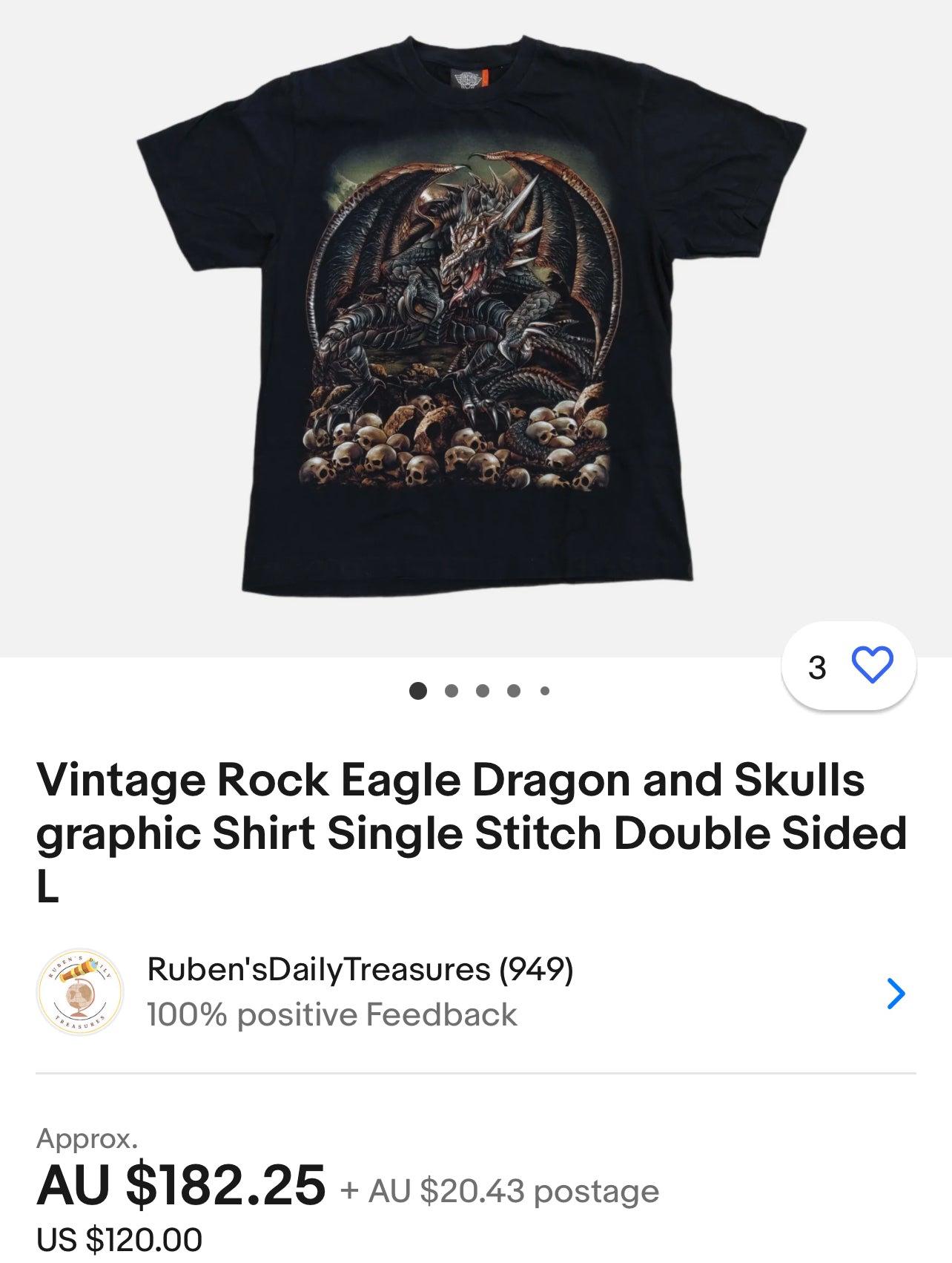 Dragon & Skulls Double Sided Vintage Oversized Tee