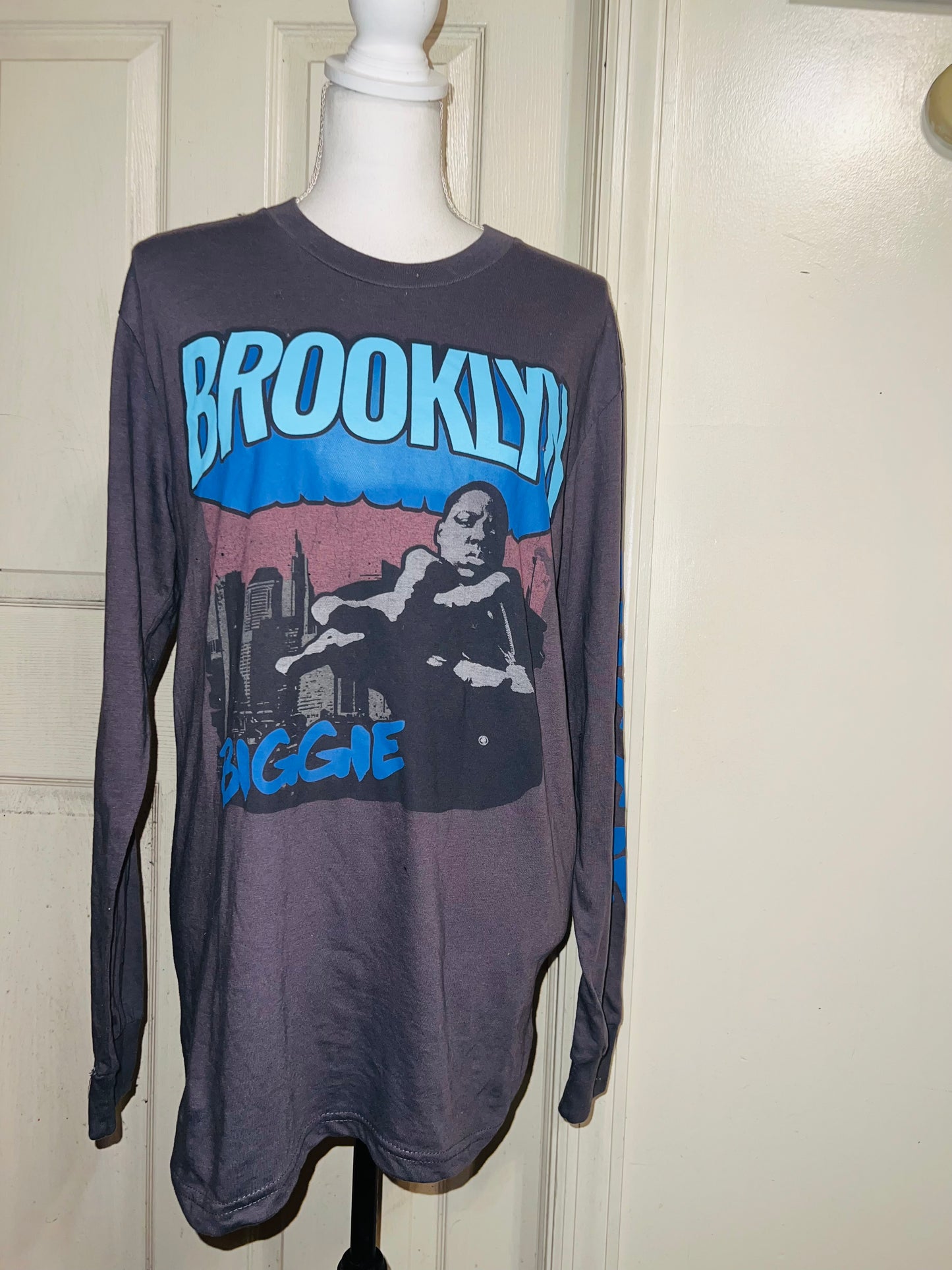 Biggie Smalls Oversized Distressed Long Sleeve Tee