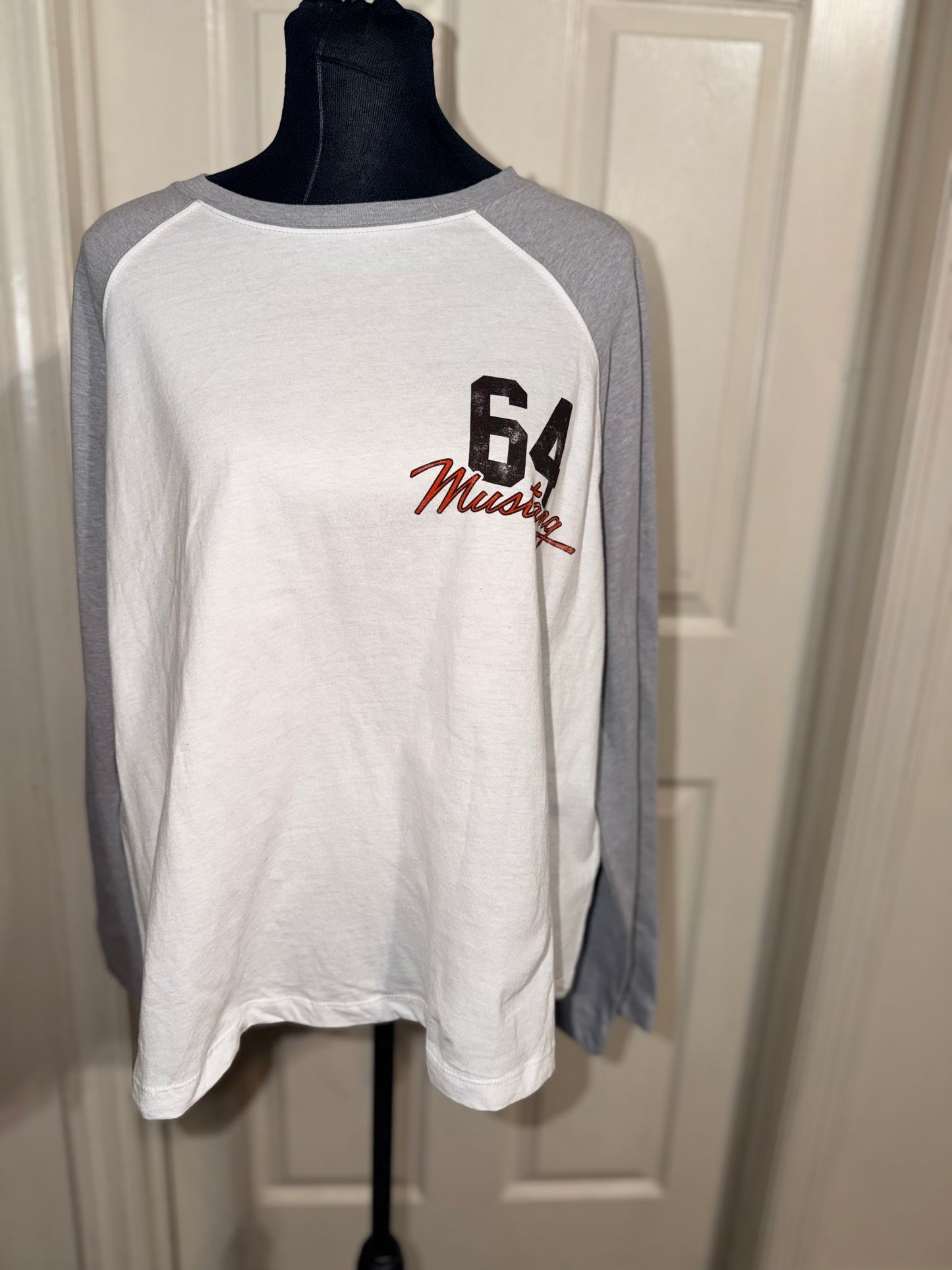 Ford Mustang Double Sided Oversized Distressed Long Sleeve Tee