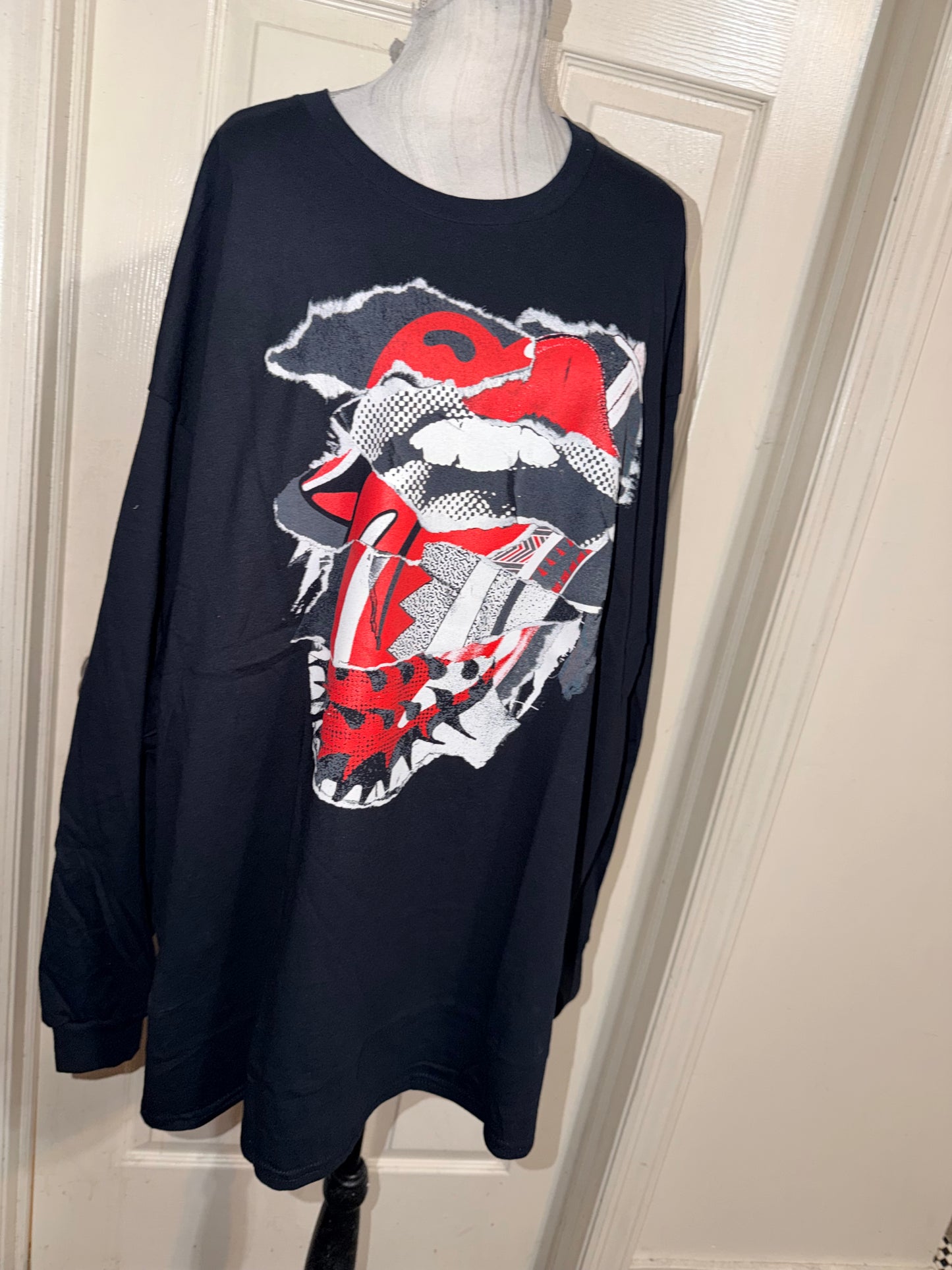 The Rolling Stones Oversized Distressed Long Sleeve Tee