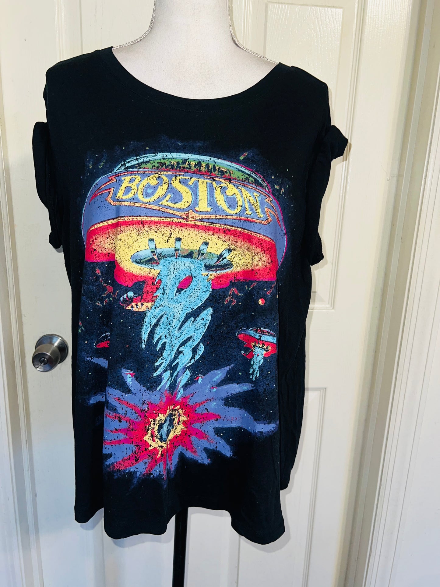 Boston Double Sided Oversized Distressed Tee