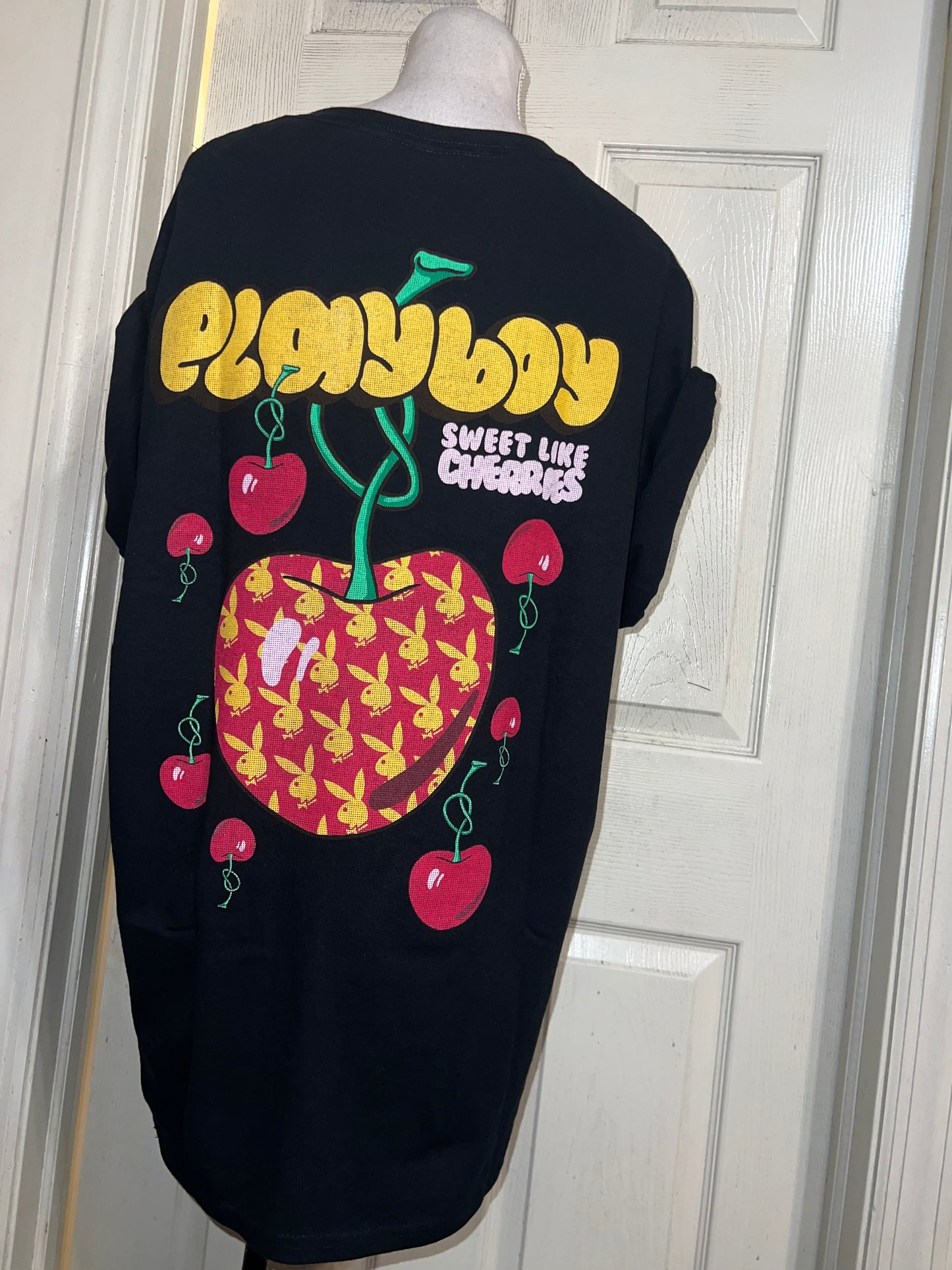 Playboy Cherry Double Sided Oversized Distressed Tee