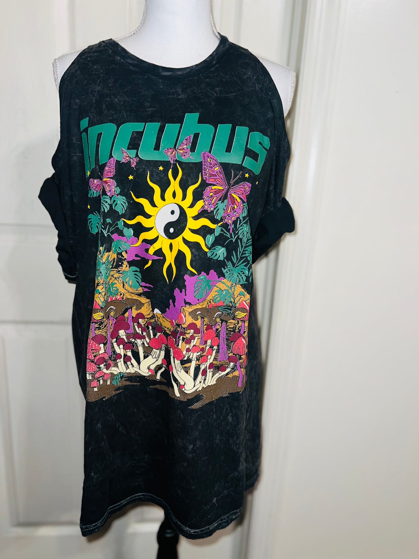 Incubus Oversized Distressed Cut Out Tee
