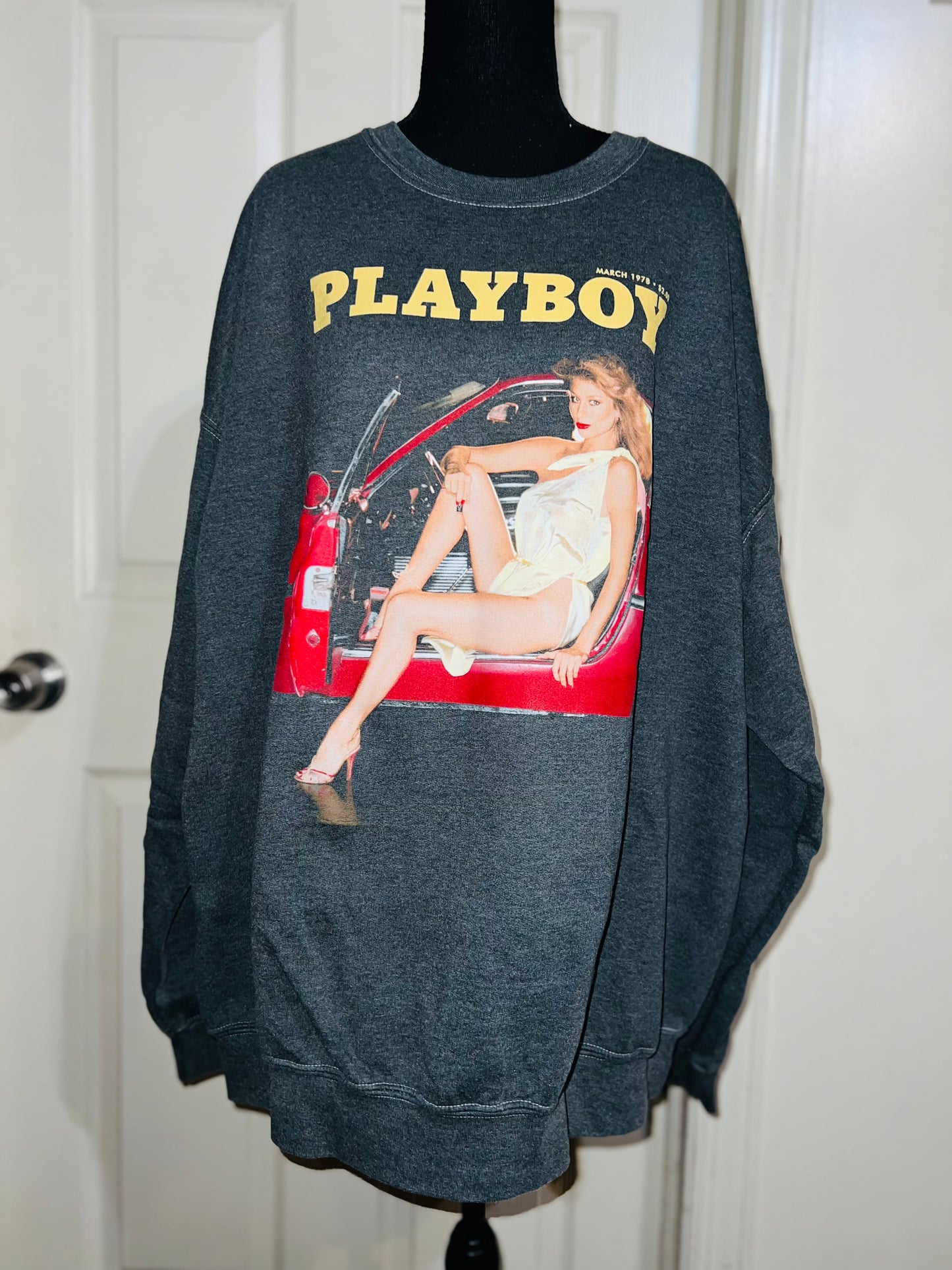 Playboy Magazine Oversized Distressed Sweatshirt