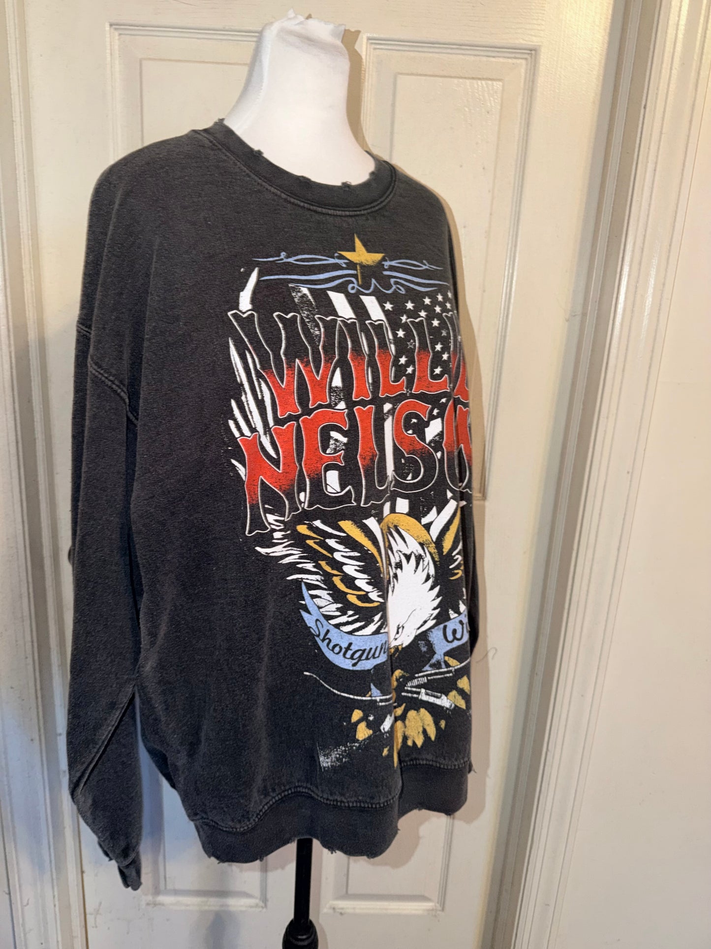 Willie Nelson Oversized Distressed Sweatshirt