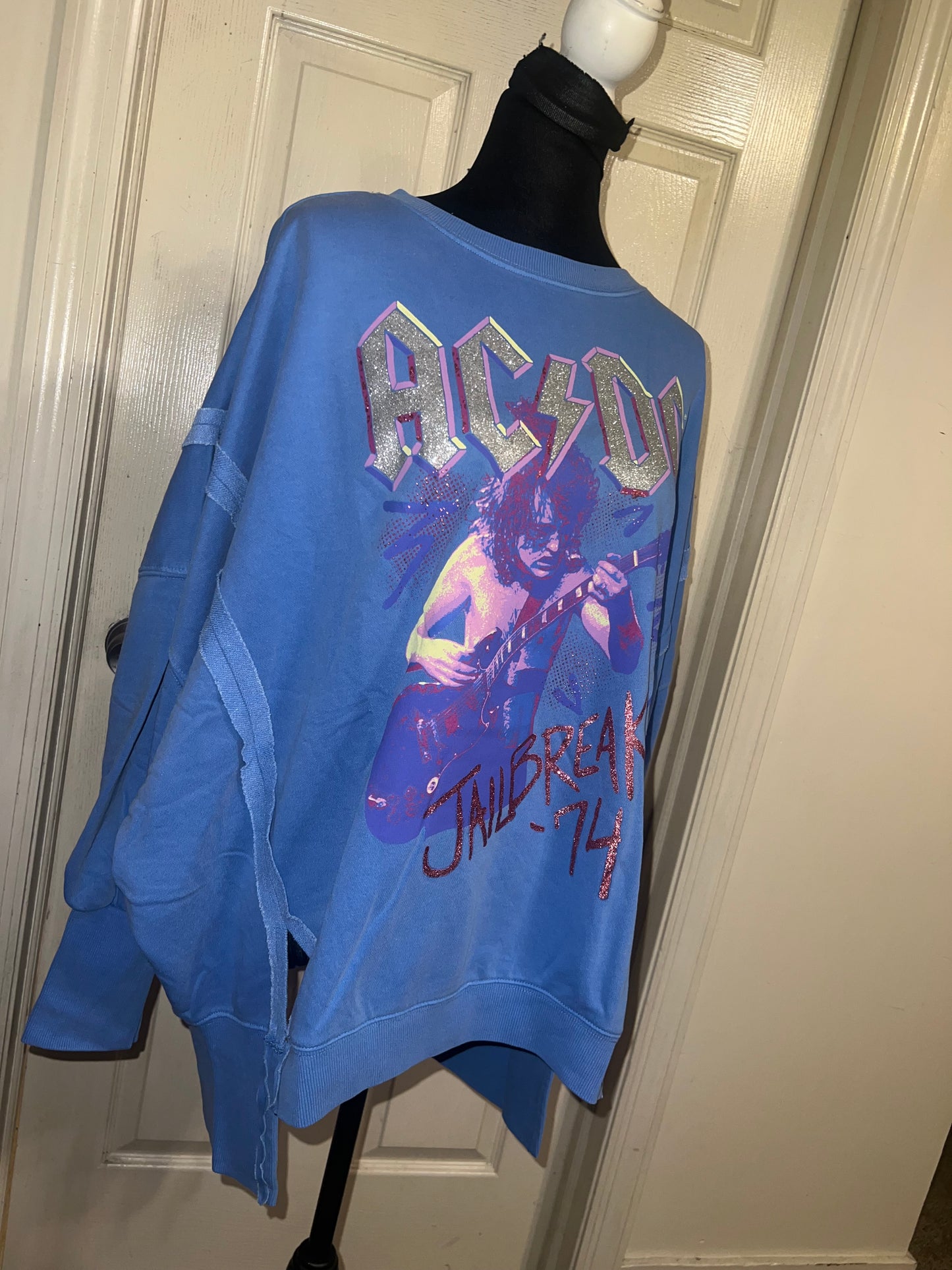 AC/DC Oversized Distressed Sweatshirt