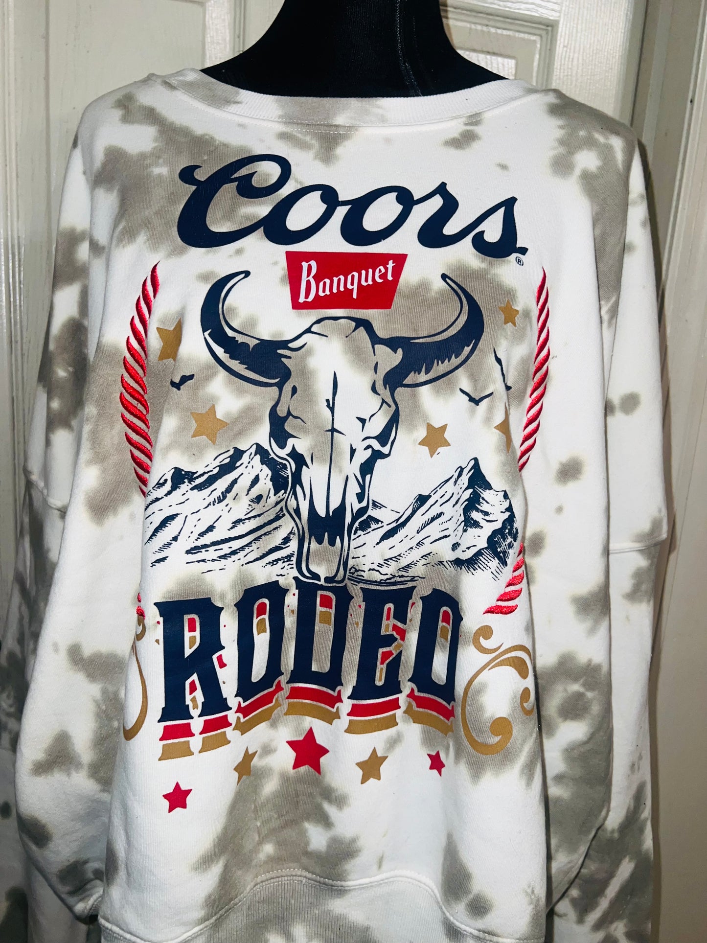 Coors Banquet Rodeo Oversized Distressed Sweatshirt