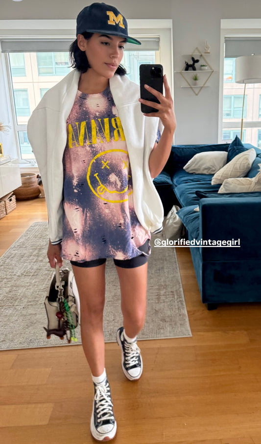 Nirvana Oversized Distressed Bleach Tee