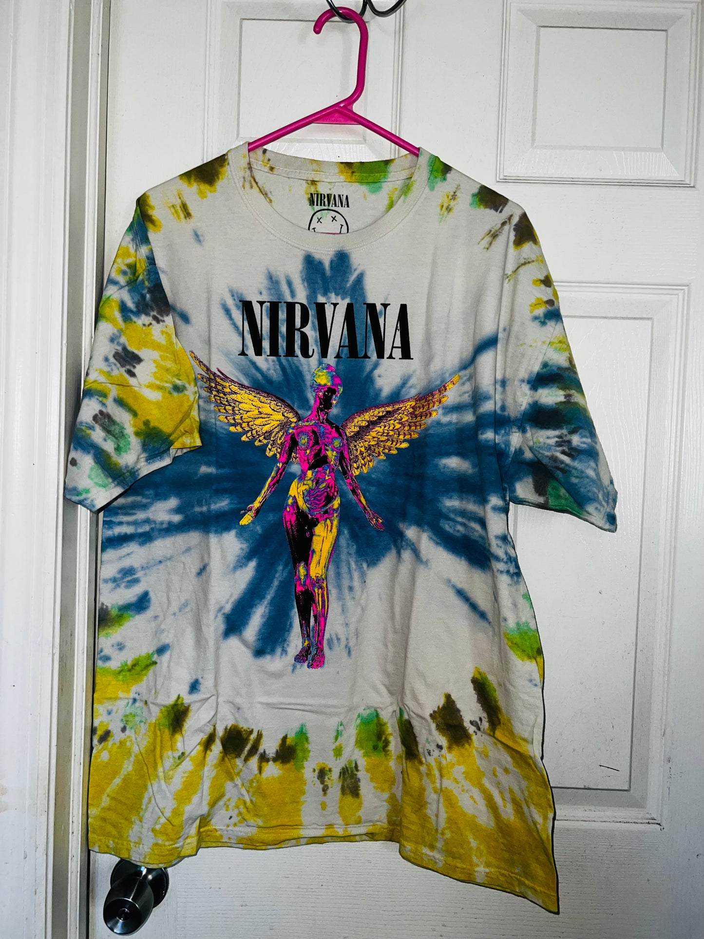 Nirvana Tie Die Oversized Distressed Tee