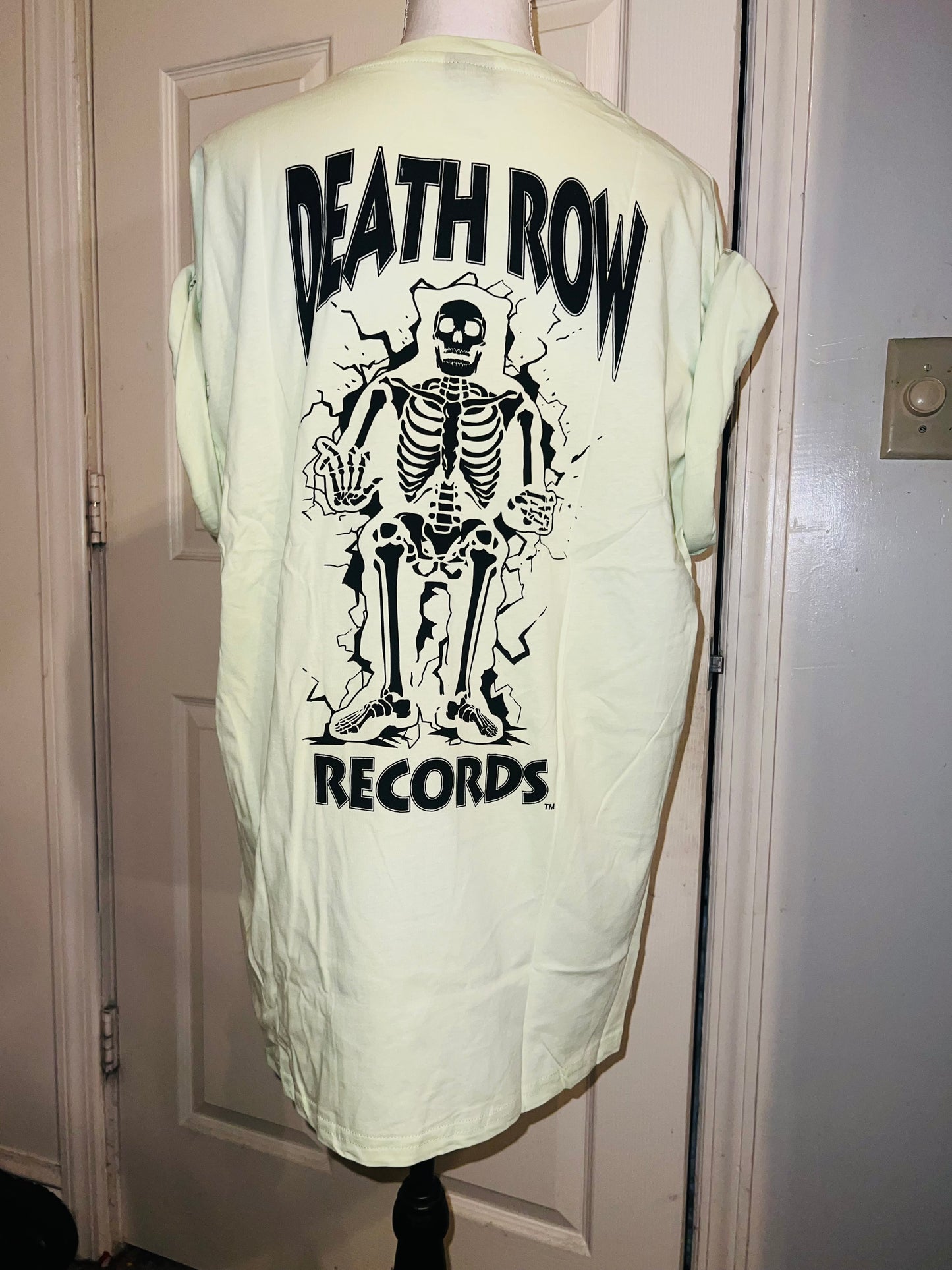 Death Row Records Double Sided Oversized Distressed Tee