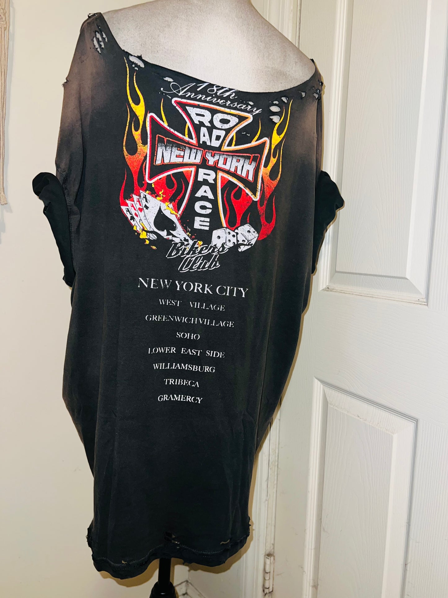 Bikers Club Road Race 18th Anniversary Oversized Distressed Tee