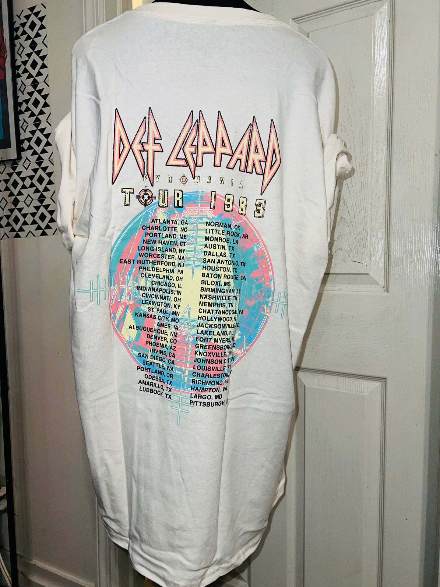 Def Leppard Double Sided Oversized Distressed Tee