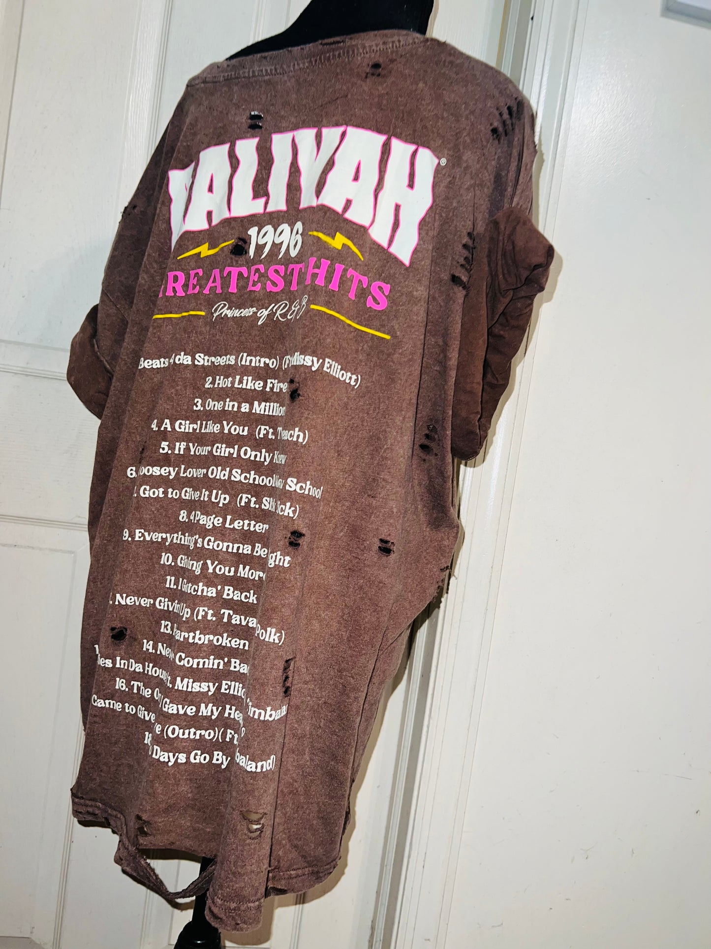 Aaliyah Double Sided Oversized Distressed Tee