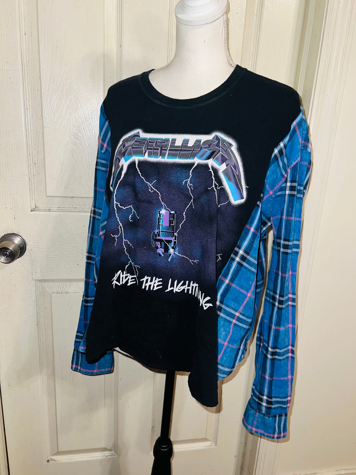 Metallica Oversized Distressed Flannel Long Sleeve Tee