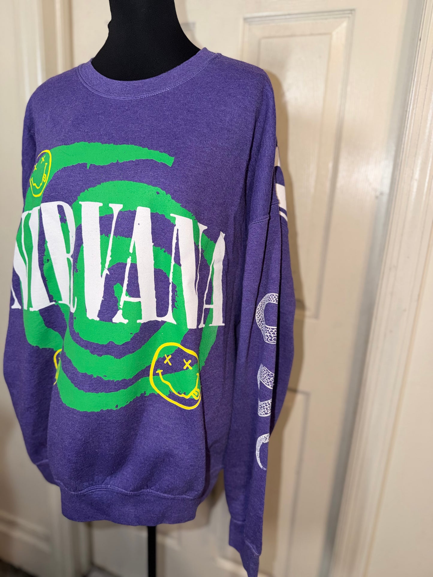 Nirvana Double Sided Oversized Distressed Sweatshirt