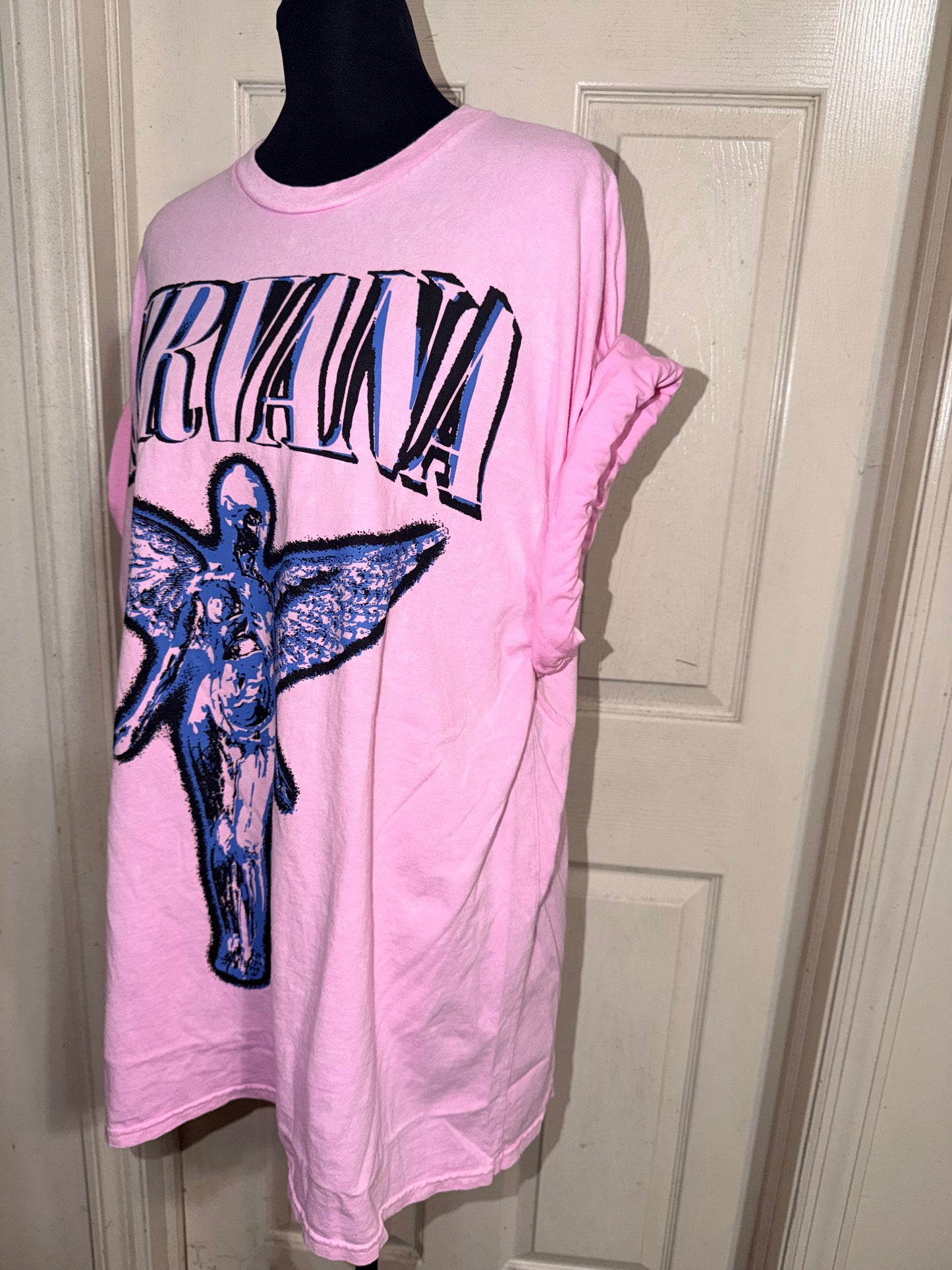 Nirvana Double Sided Oversized Distressed Tee