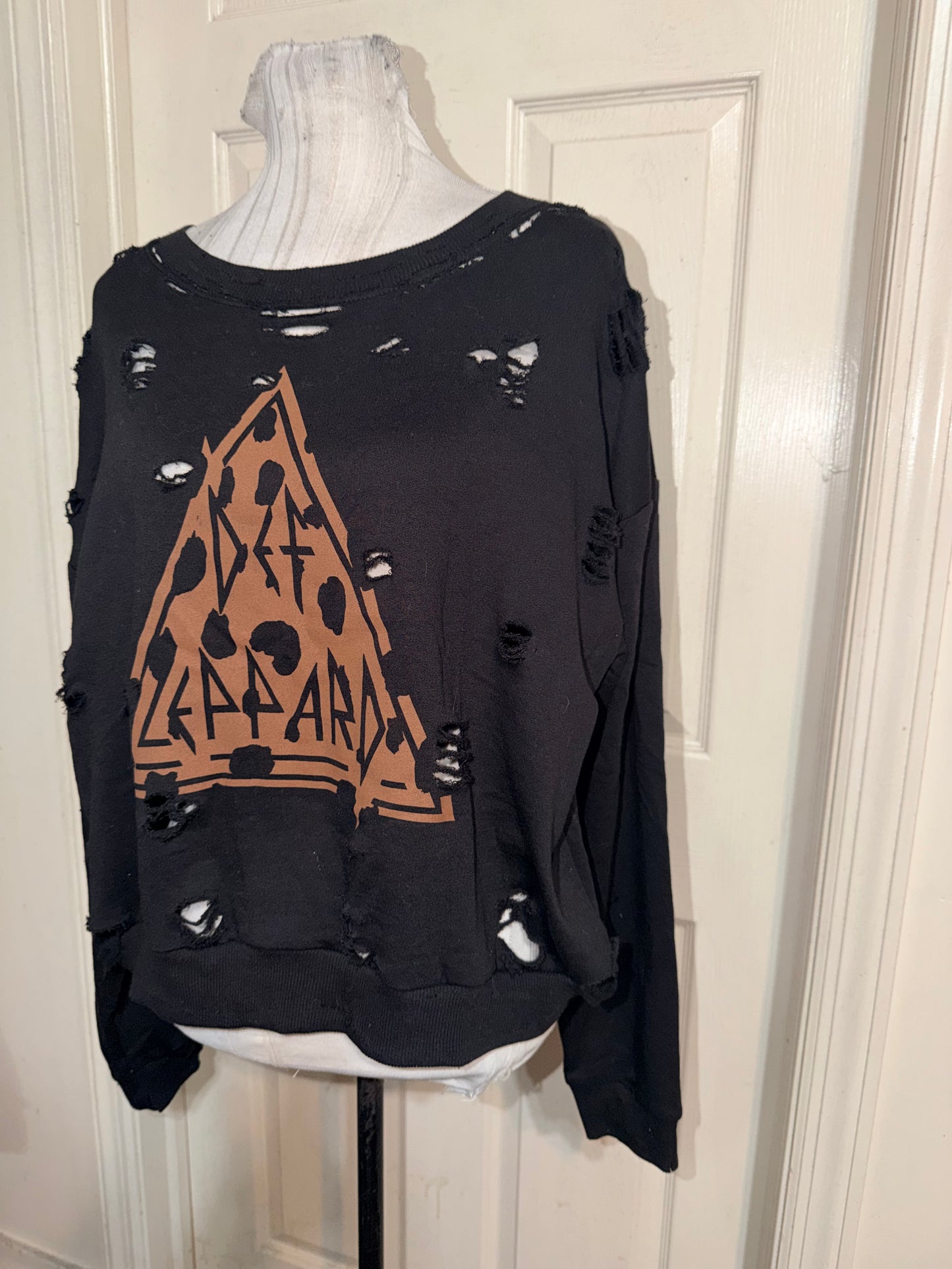 Def Leppard Oversized Distressed Sweatshirt