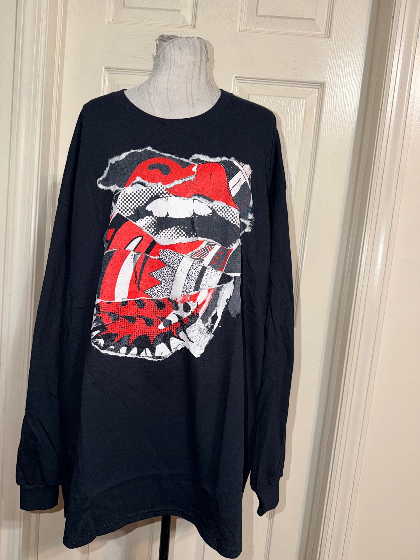 The Rolling Stones Oversized Distressed Long Sleeve Tee