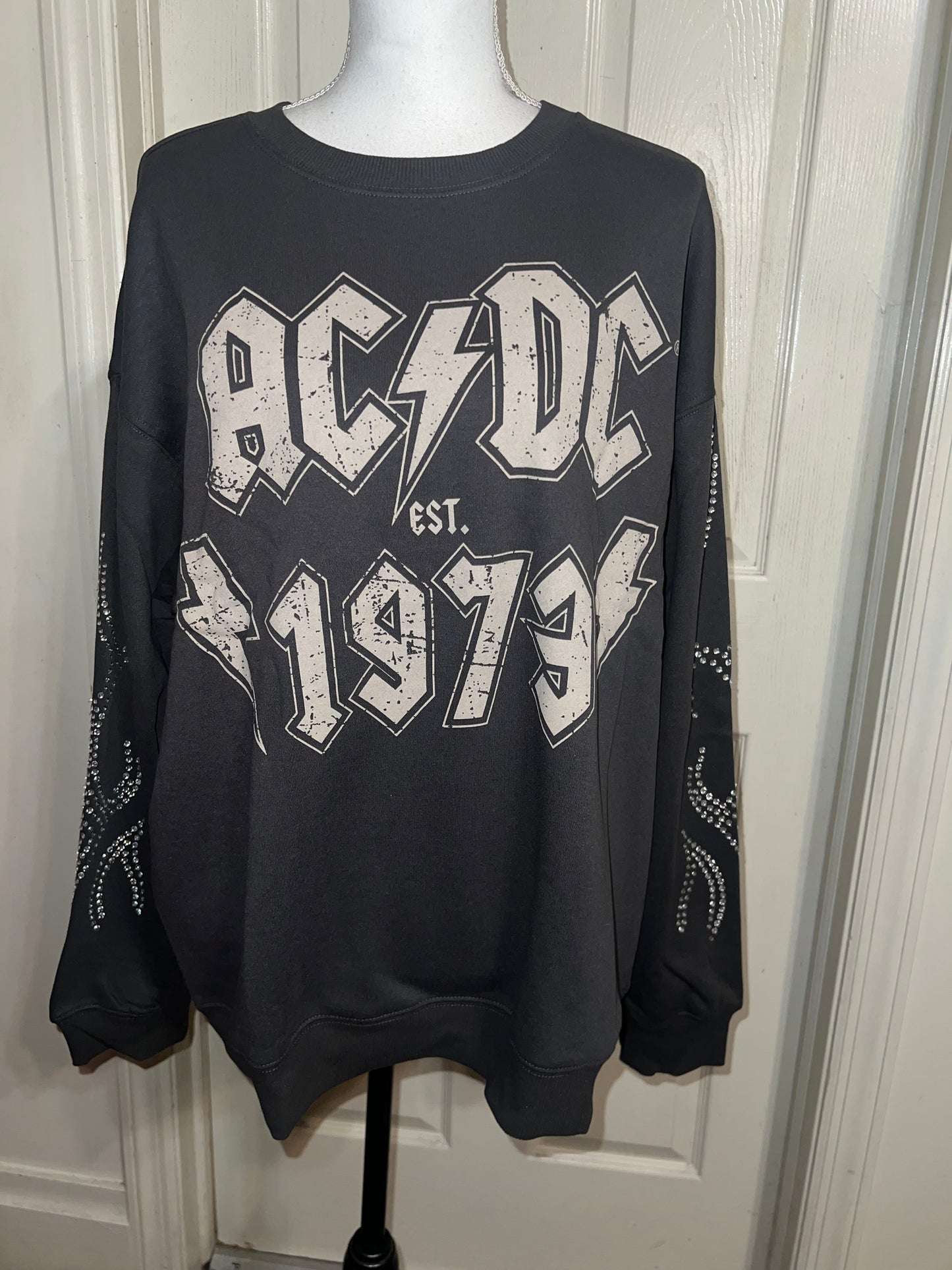 AC/DC Oversized Distressed Sweatshirt