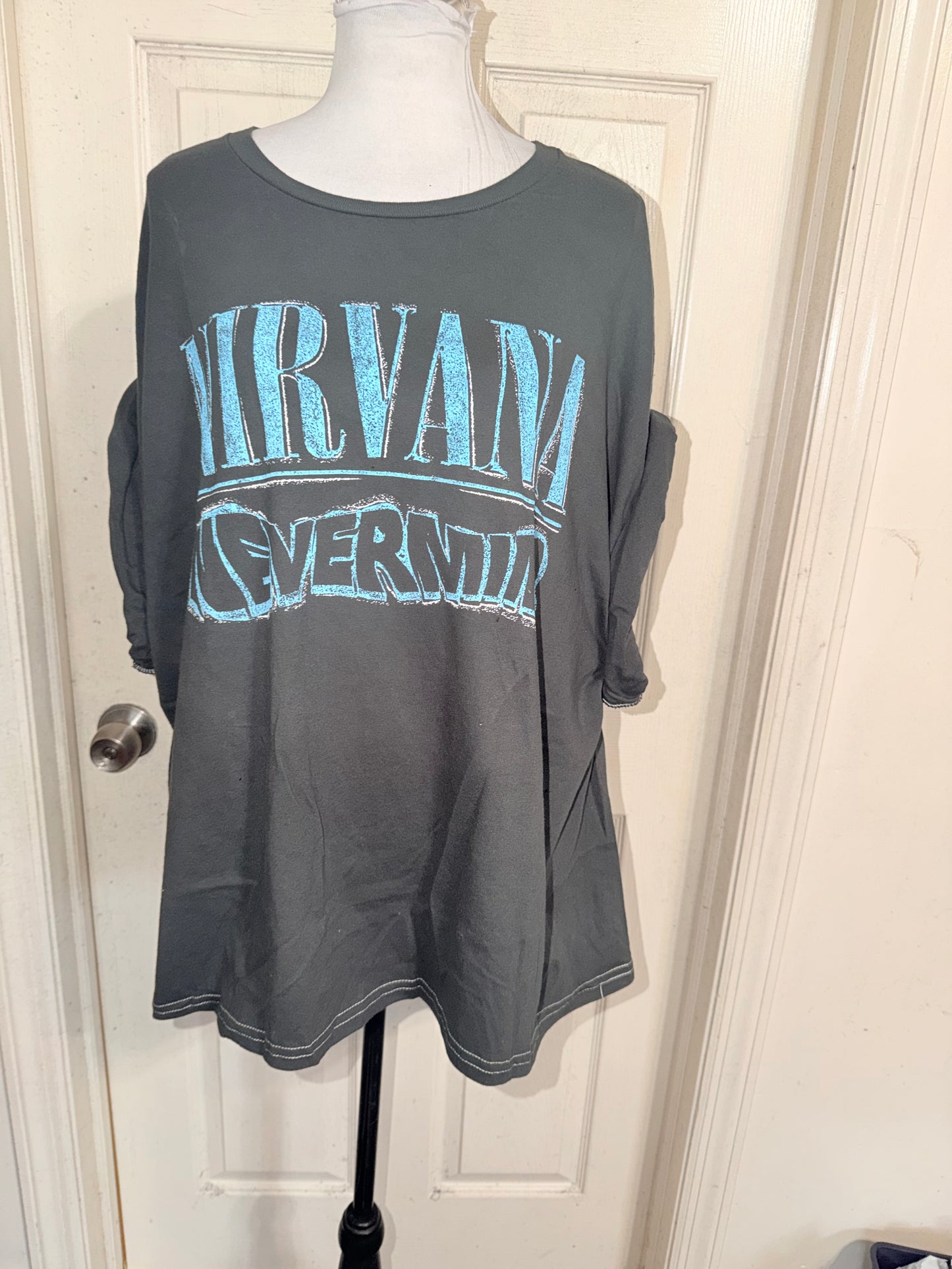 Nirvana Double Sided Oversized Distressed Tee